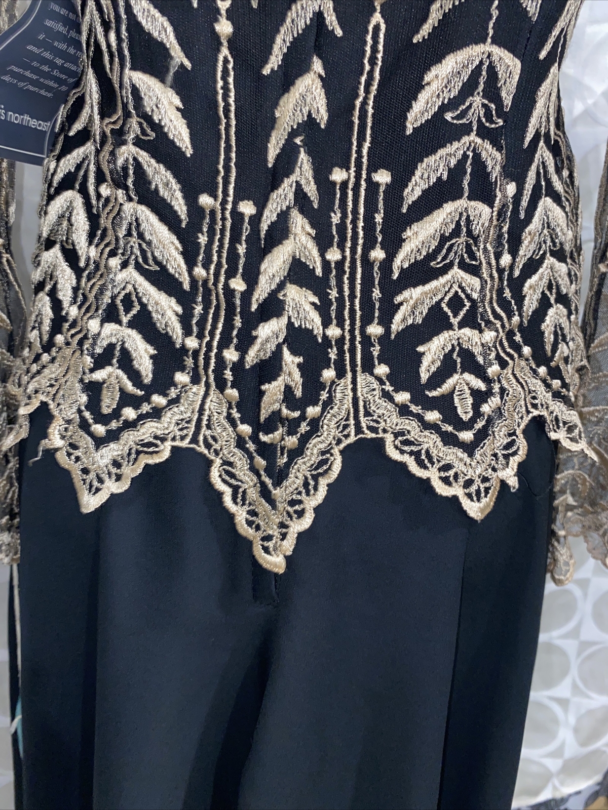 Vtg Cachet Formal Dress Bari Protas Elegant Black Gold USA Made New 9/10
