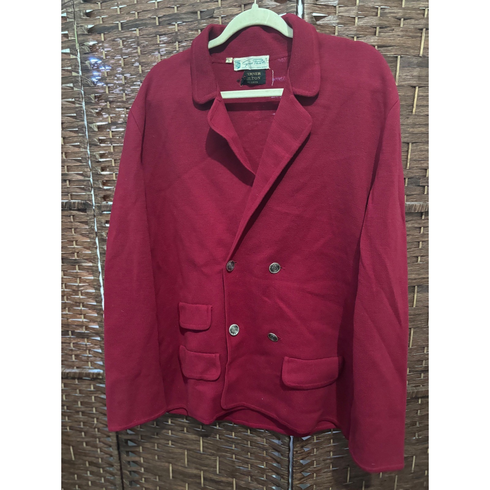 Vintage Erner Gino Paoli Knit Blazer Jacket Womens Large Flaw Read