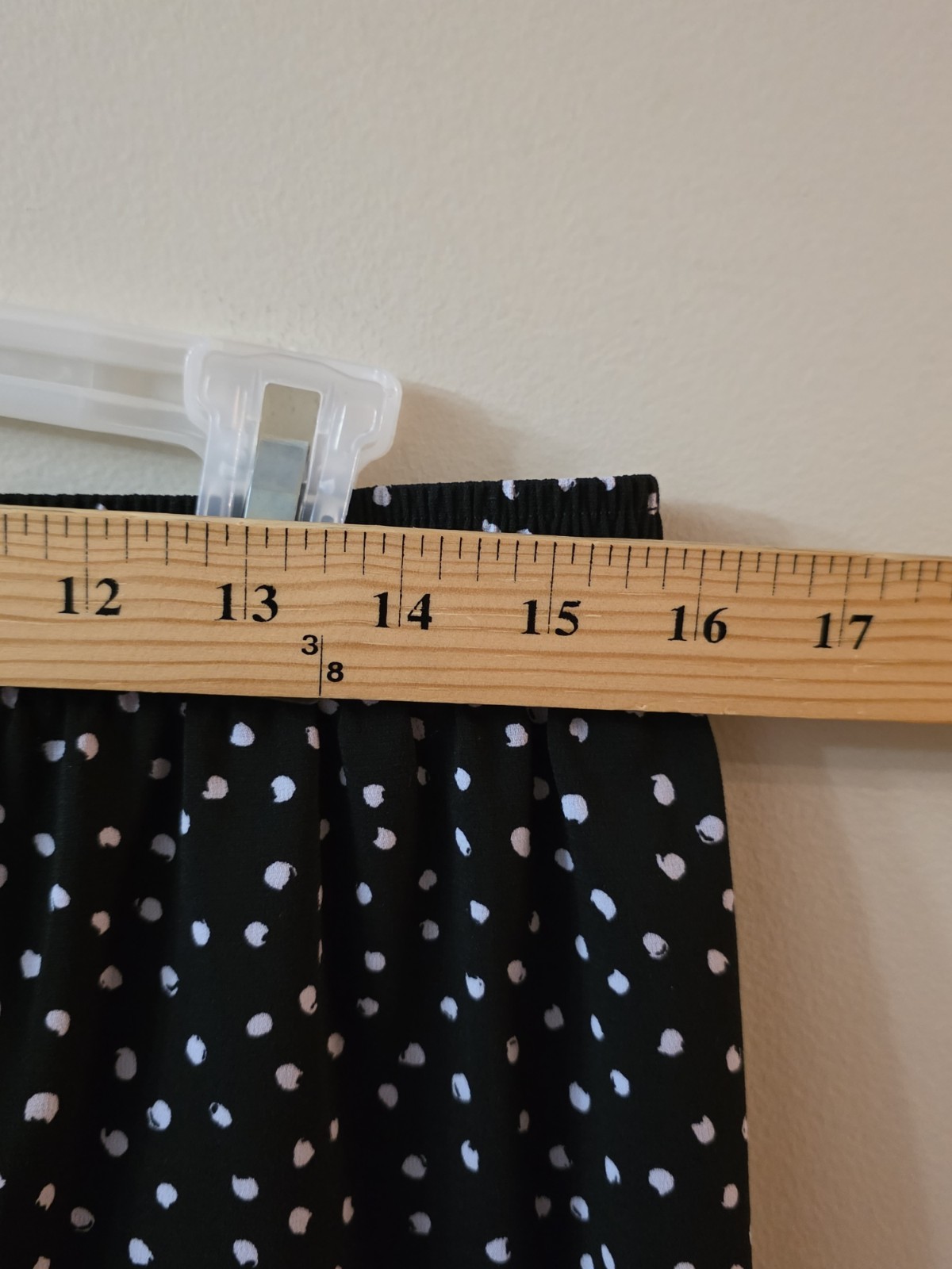 VTG BON WORTH USA MADE PL POLKA DOT CIRCLES SECRETARY SKIRT PETITE LARGE BLACK