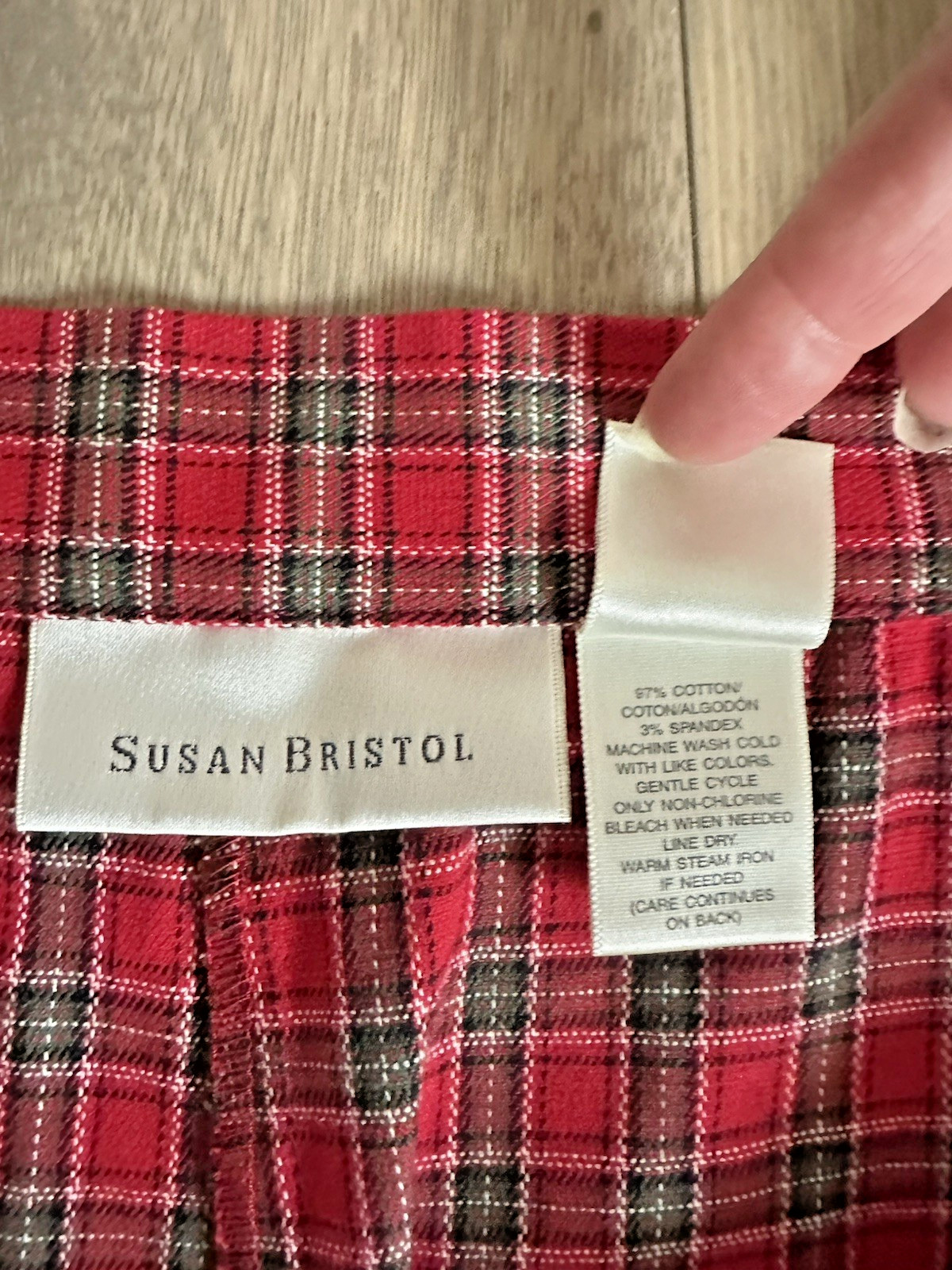 Vintage 90s Susan Bristol Sz 16 Red Plaid Cotton Classic Preppy Tartan Pants