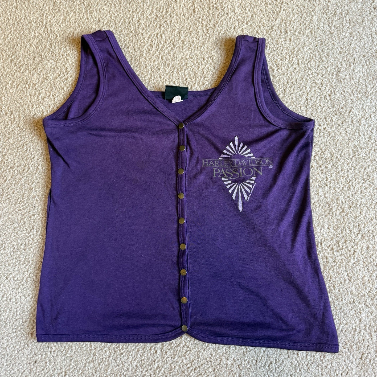 Vintage 1988 Harley Davidson Passion Purple Snap Tank Top Women’s L Larry’s USA