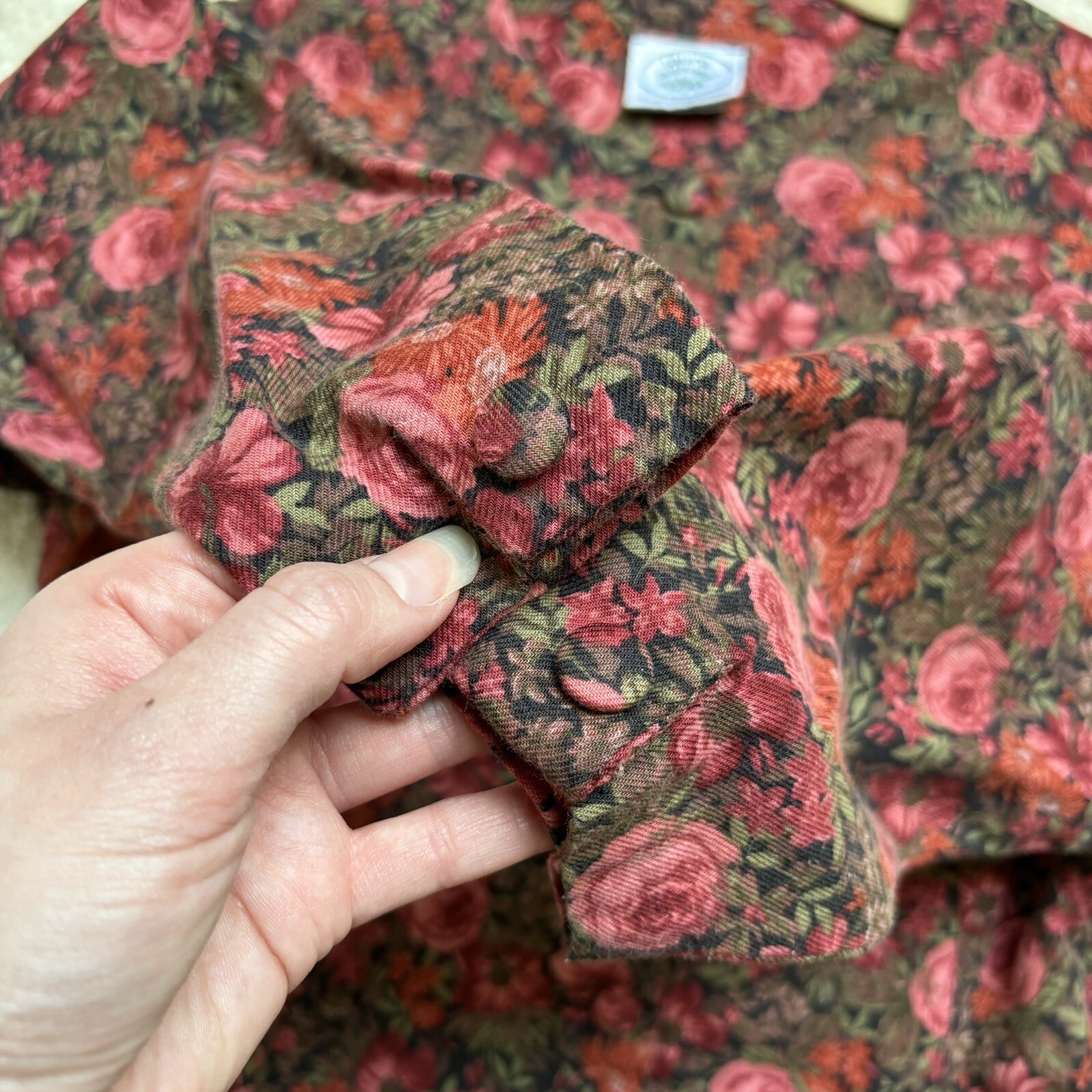 Vintage Laura Ashley Wool Cotton Red Floral Great Britain Dress US 6 UK 10