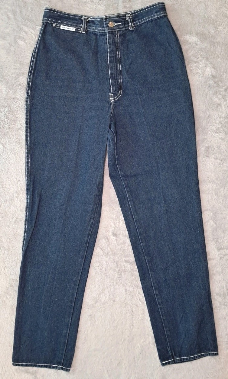 VTG 80S Womens 14 GITANO Dark Cute Heart Tribal Design High Rise Tapered Jeans