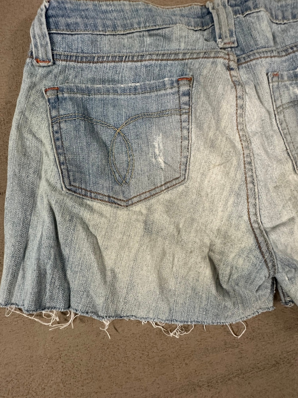 Paris Blues Womens Jean Shorts Size 11 Light Wash Distressed Raw Hem Y2K