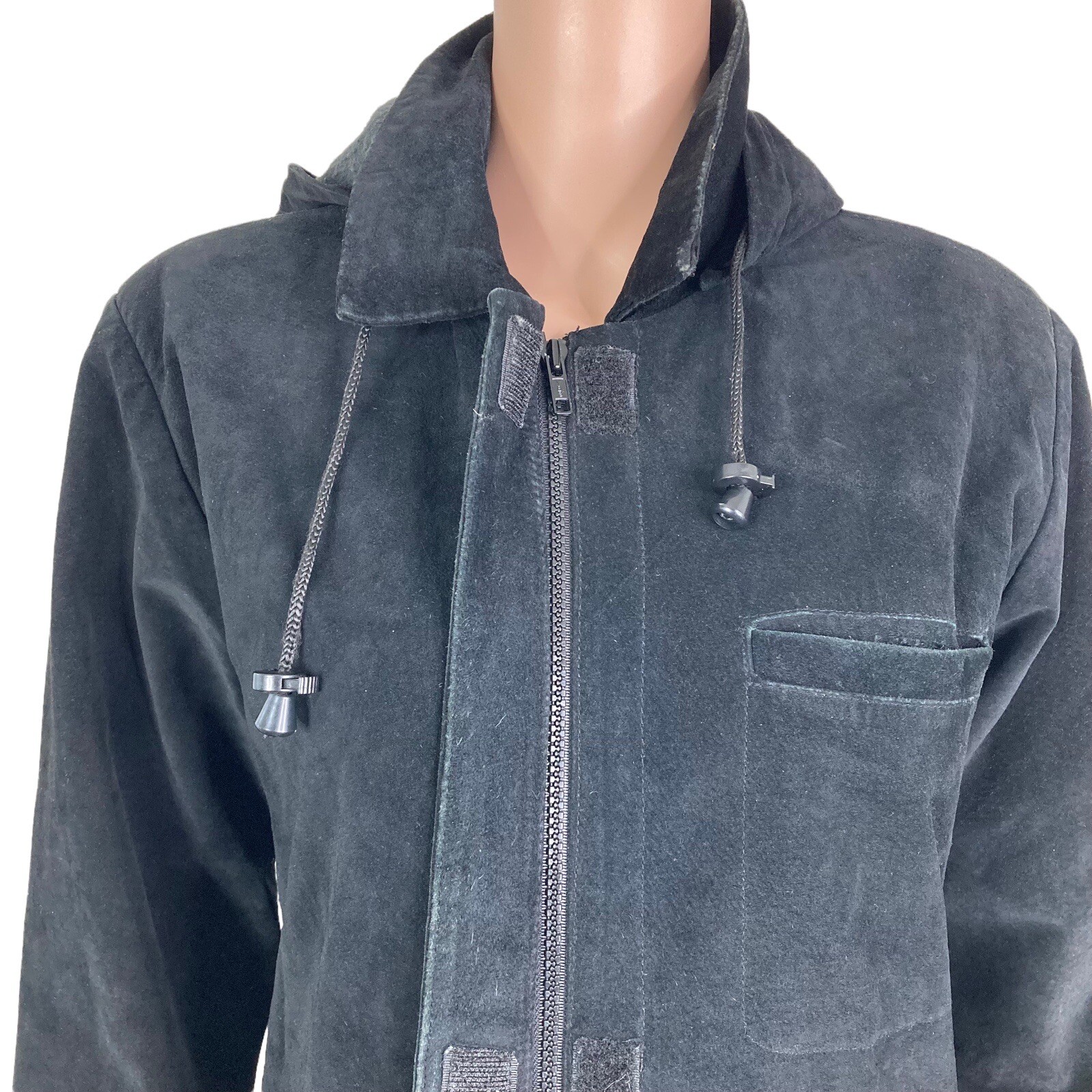 Vintage Maxima Wilsons Leather Suede Overcoat Women’s Medium Black Hooded