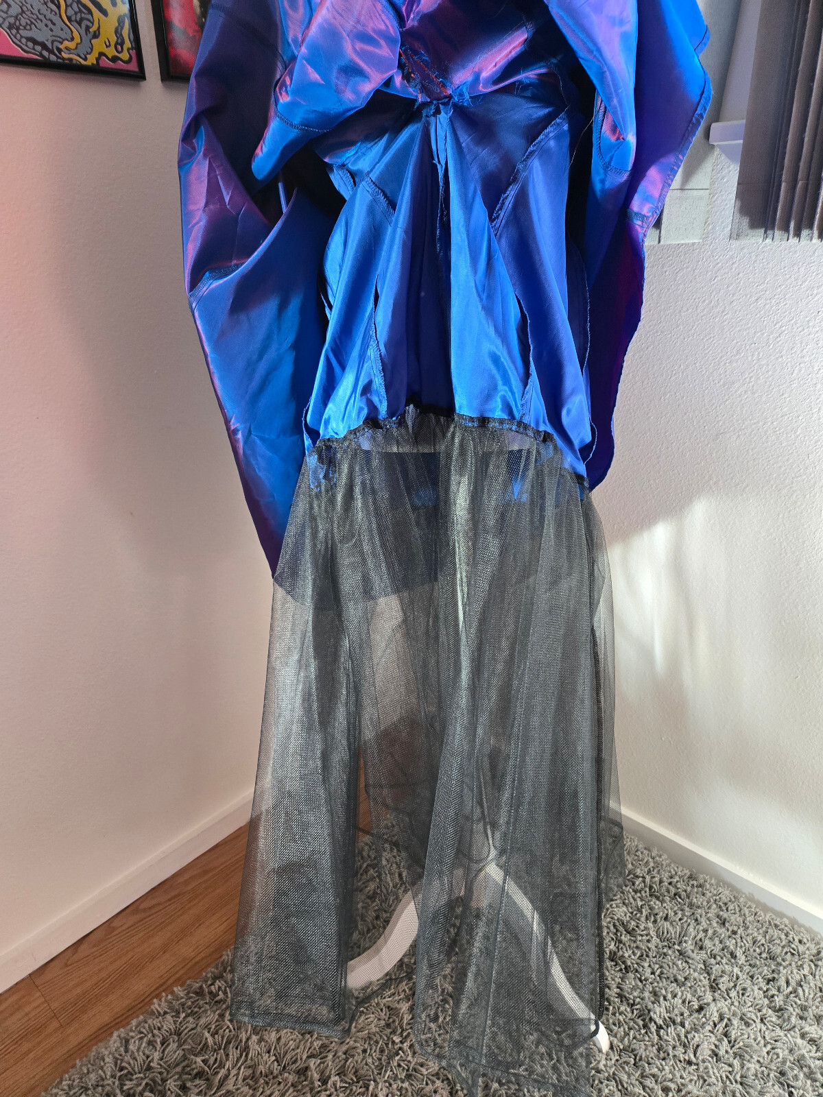 Vintage 1990s Y2K blue pink irridescent corset back formal gown dress be smart