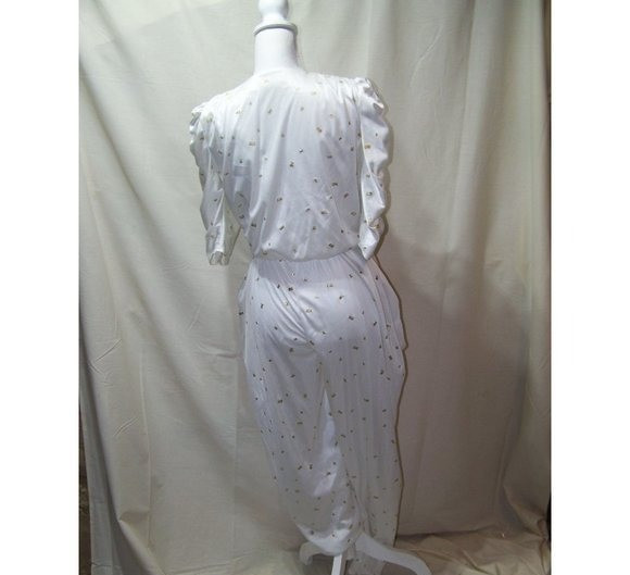 Vintage Diamond’s Run Jumpsuit Harem Leg 9/10 Parachute 90’s White Y2K