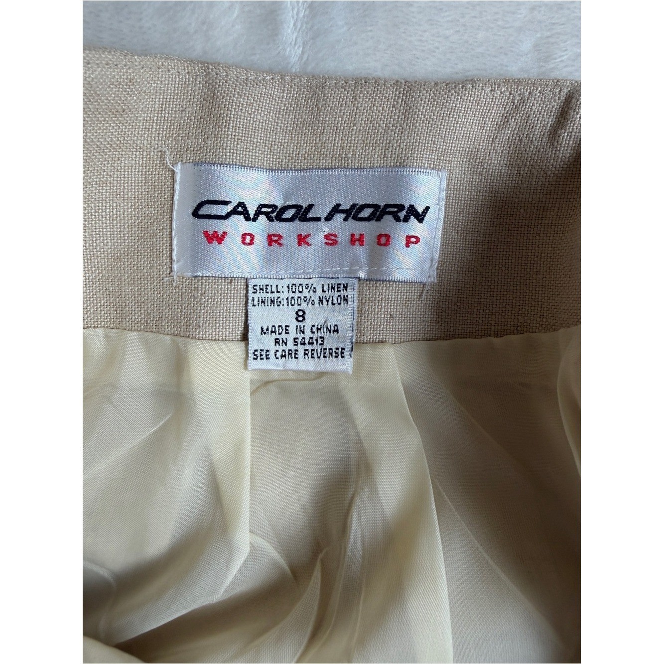 Vintage Carol Horn Workshop Linen Pencil Skirt – Beige / Oatmeal – Size 8