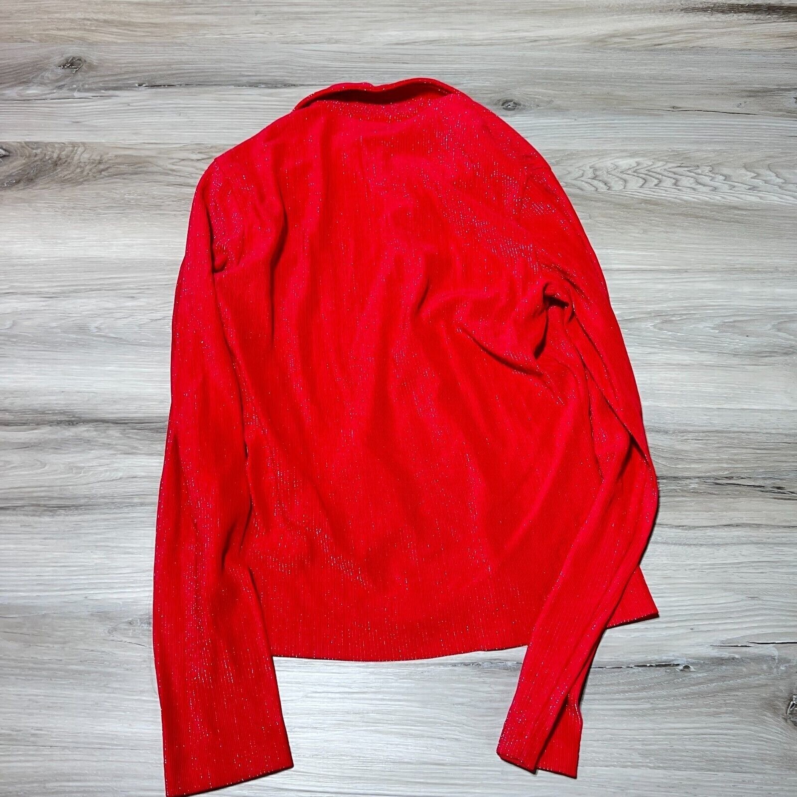 Vintage La Belle Fashions Long Sleeve Button Front Shirt Collared Shiny 90s