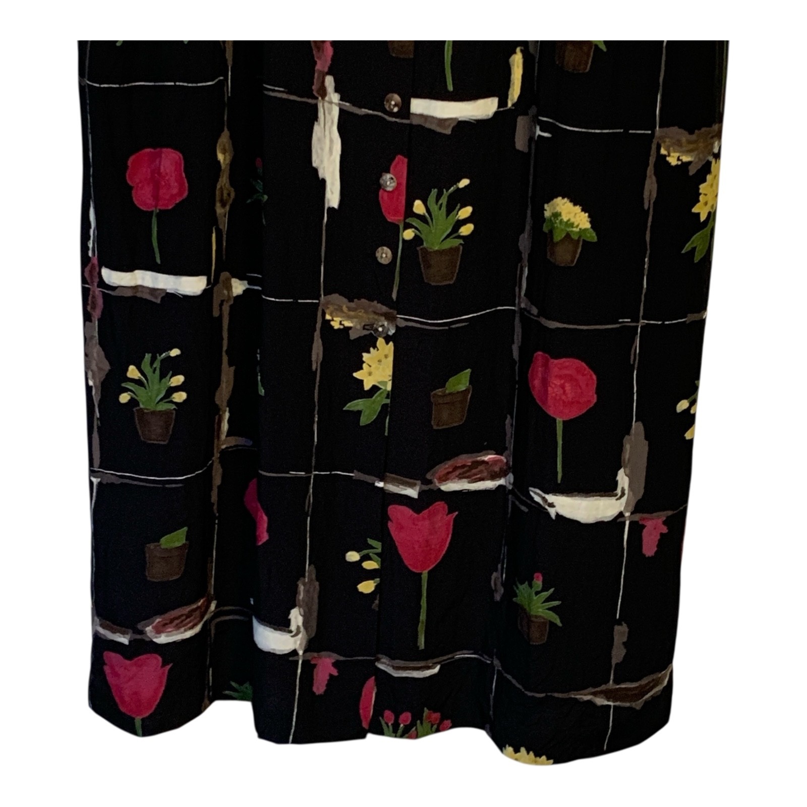 VTG 2-Piece Dress & Jacket Set MEDIUM Black Floral Midi 70s 80s Ilyse Hart LTD