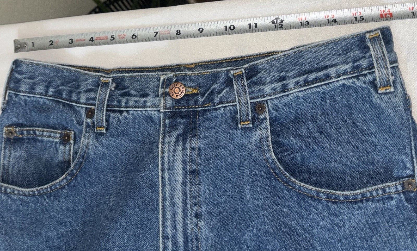 Customized Arizona Jeans Vintage Bell Bottoms 70s Geometric Print 33×30 Purple