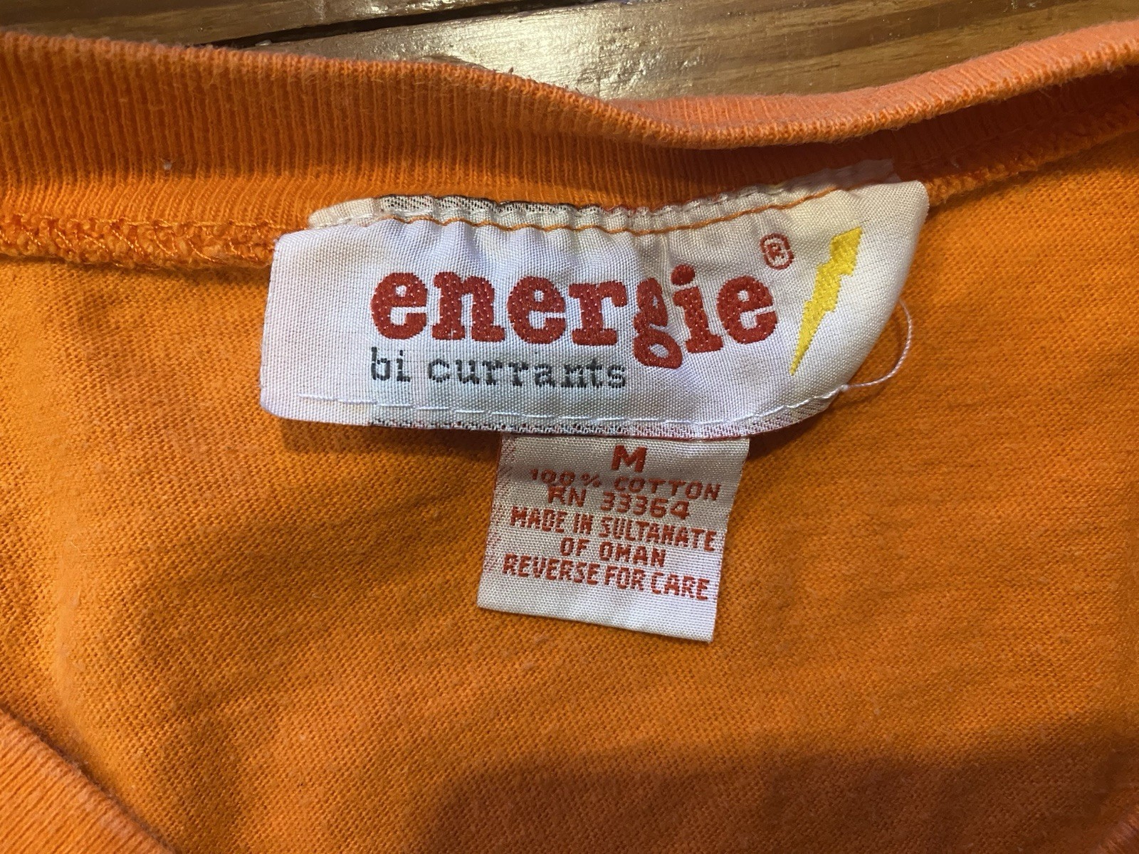 Vintage 80s Women’s energie bi currants Medium Orange Cropped Shirt