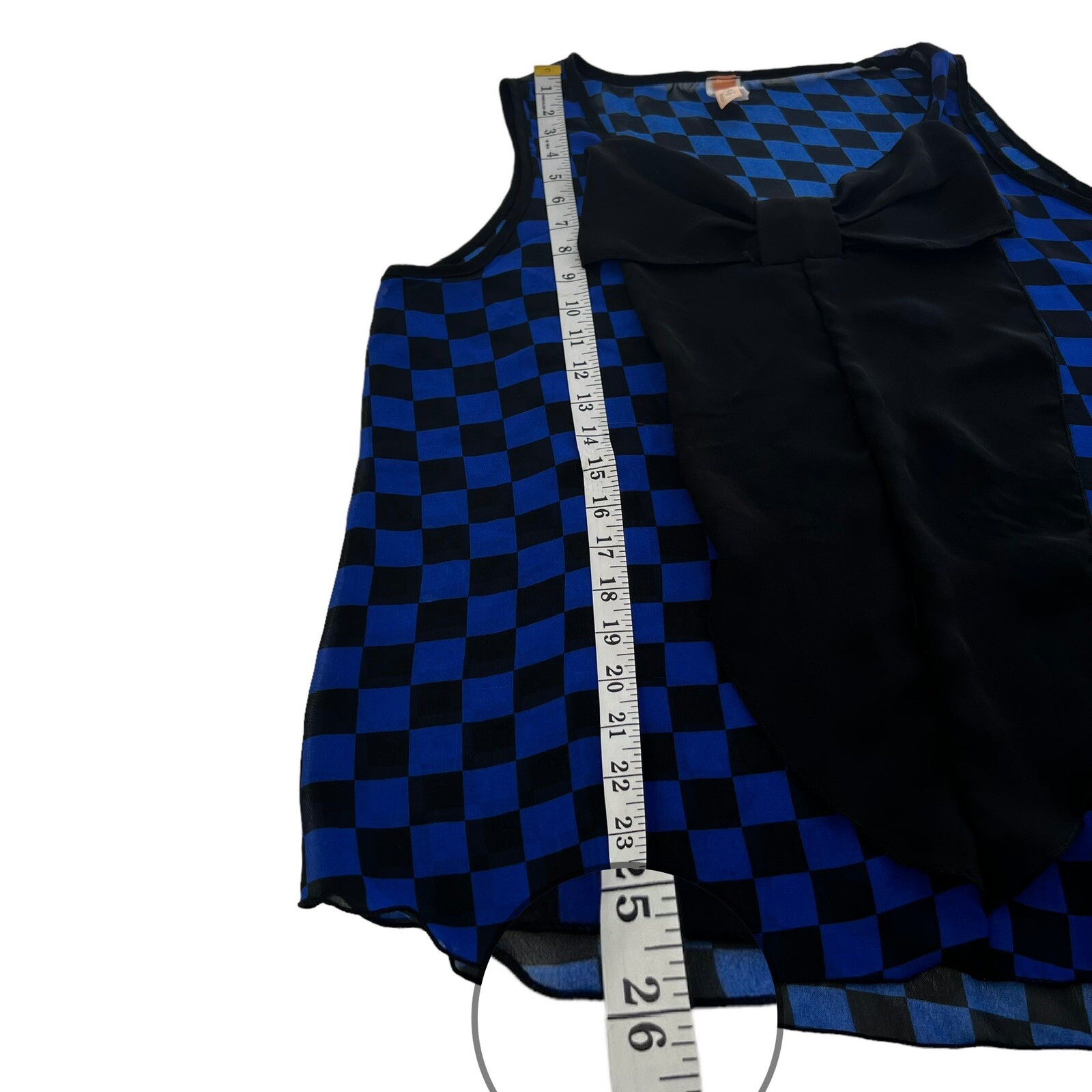 Vintage 80’s KaFé Design Blue Black Checkers Semi Sheer Camisole Large/X-Large
