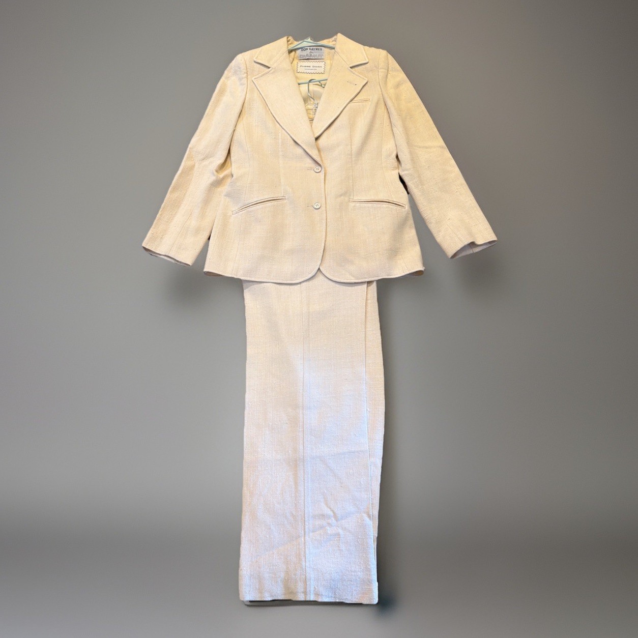 VTG Don Sayres 100% Silk High-Waisted Wide-Leg Tailored Pant Suit Sz 12 Tall
