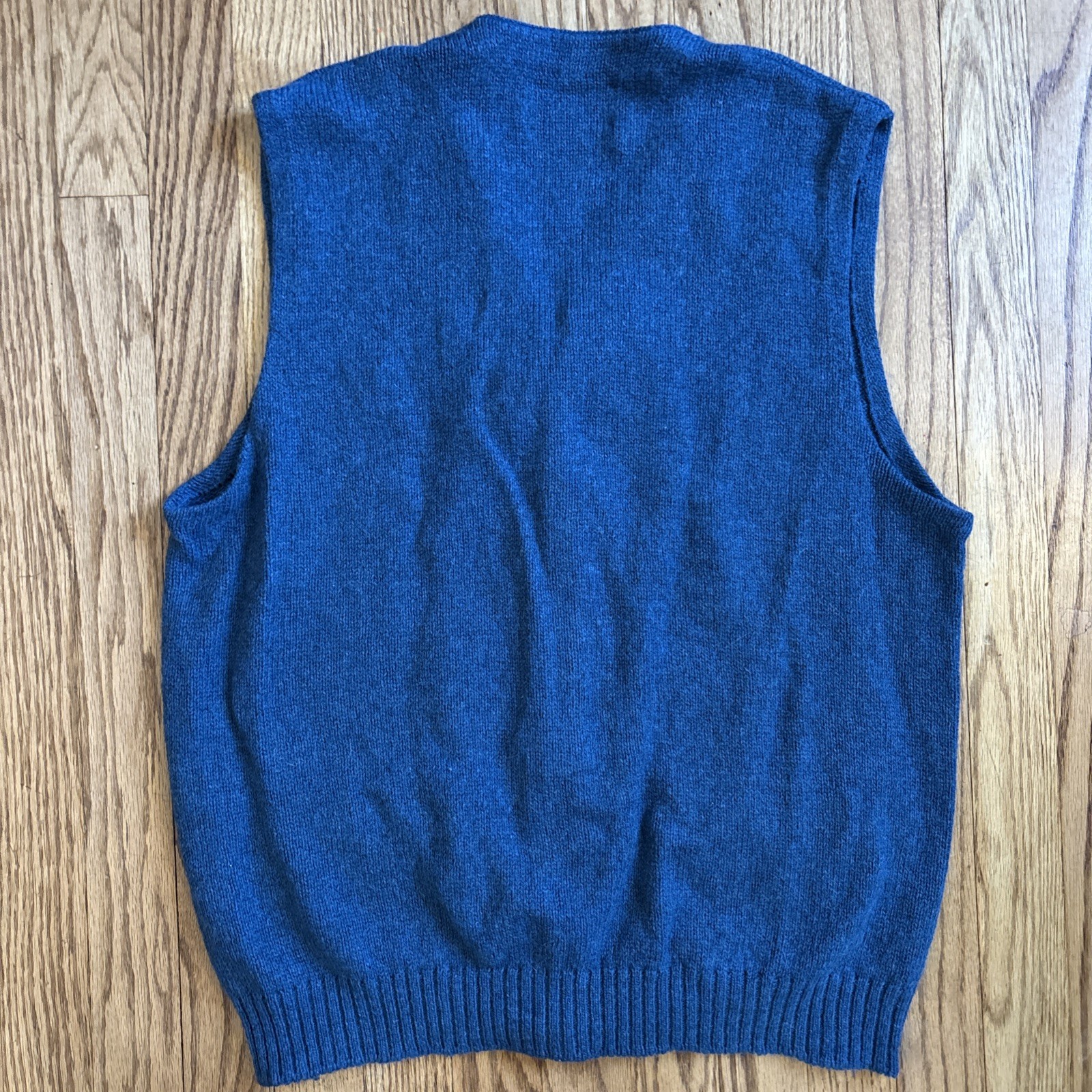 Vintage Jantzen Scotch Tumbler Sweater Vest XL Blue Wool Knit Grandpa
