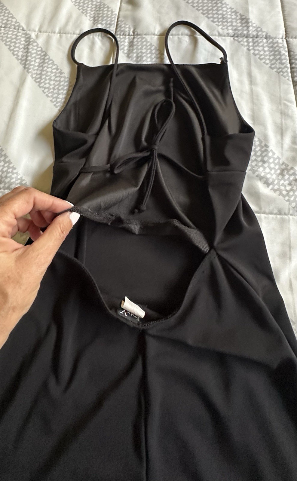 Vtg 90s Formula X Black Backless Mini Dress Tie Back Sexy Clubwear Y2K Grunge