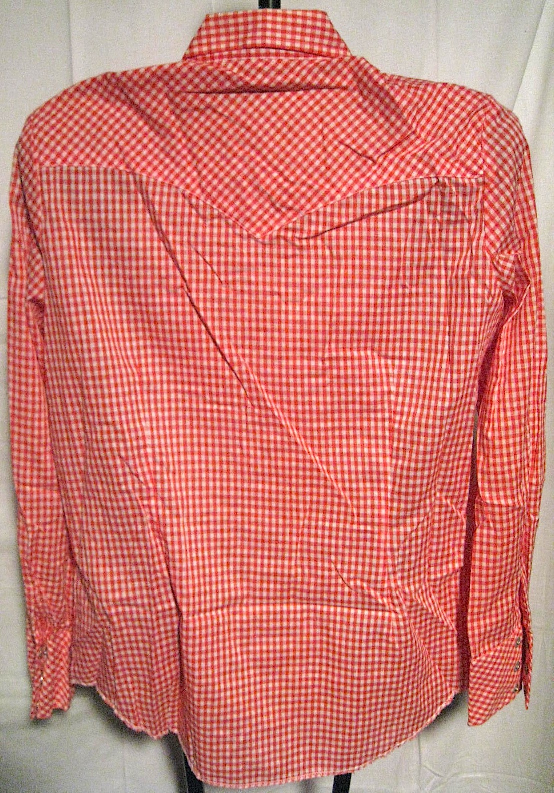 H Bar C California Ranchwear Red Gingham Plaid Snap Western Womens Vintage Shirt
