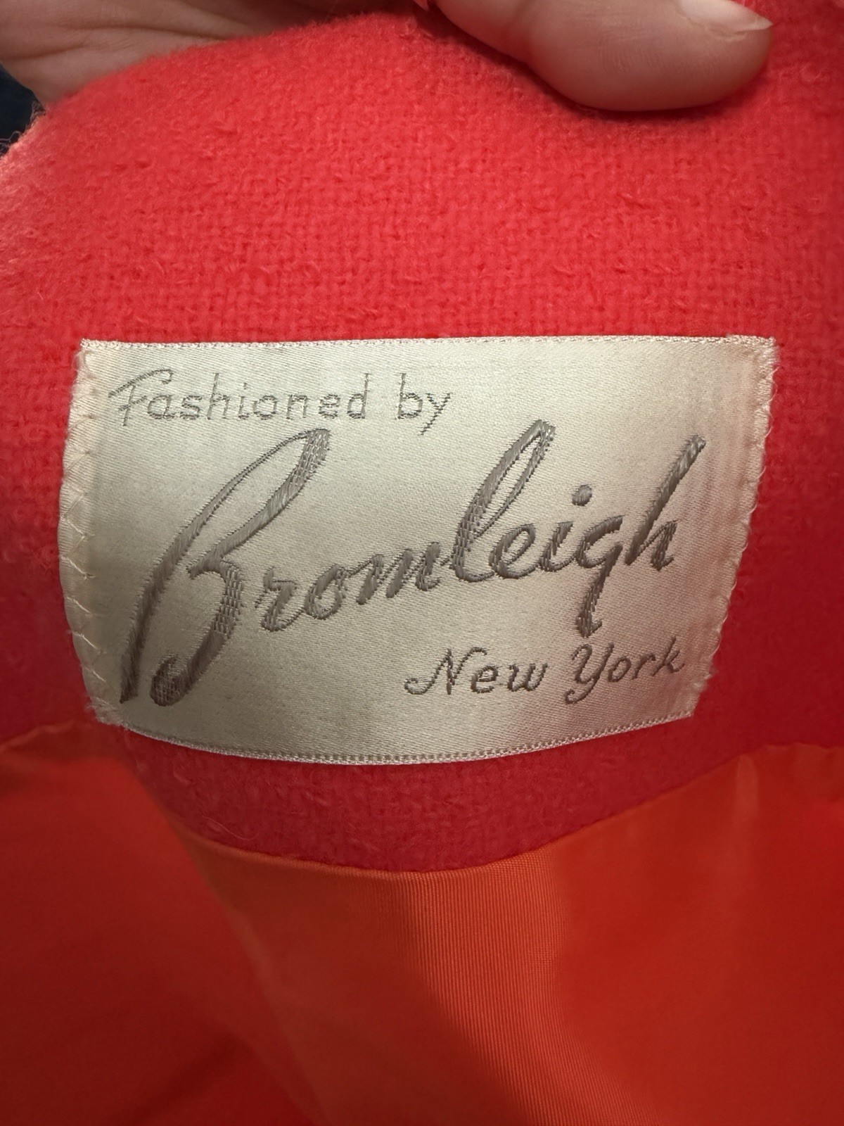 Vtg 1960s Bromleigh New York Wool Red Trench Coat Mod Mid Century Overcoat Flap