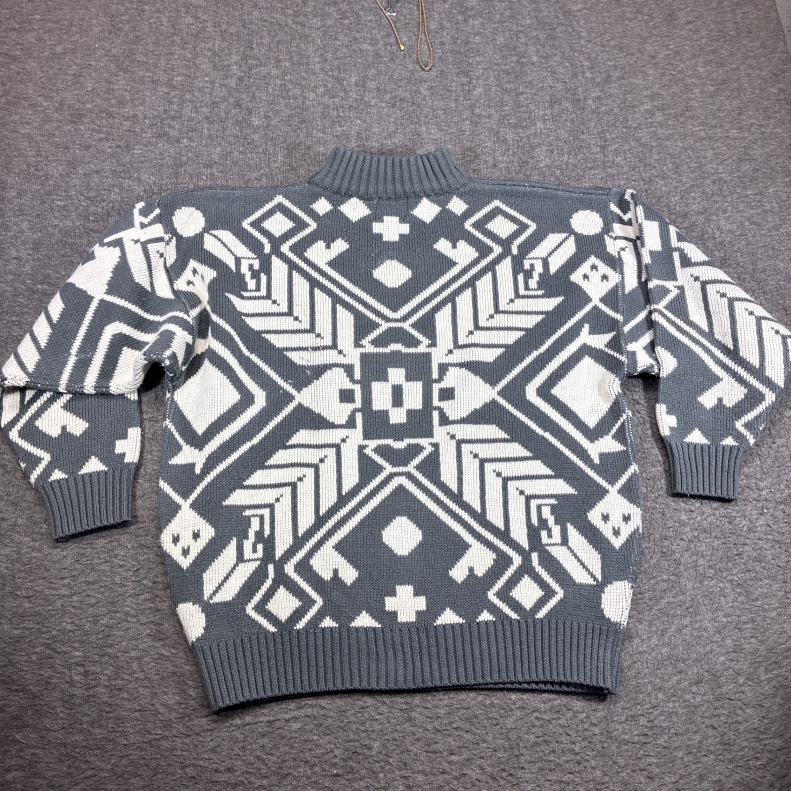 Limited Express Sweater Womens Medium Gray White Geometric 1987 Collection