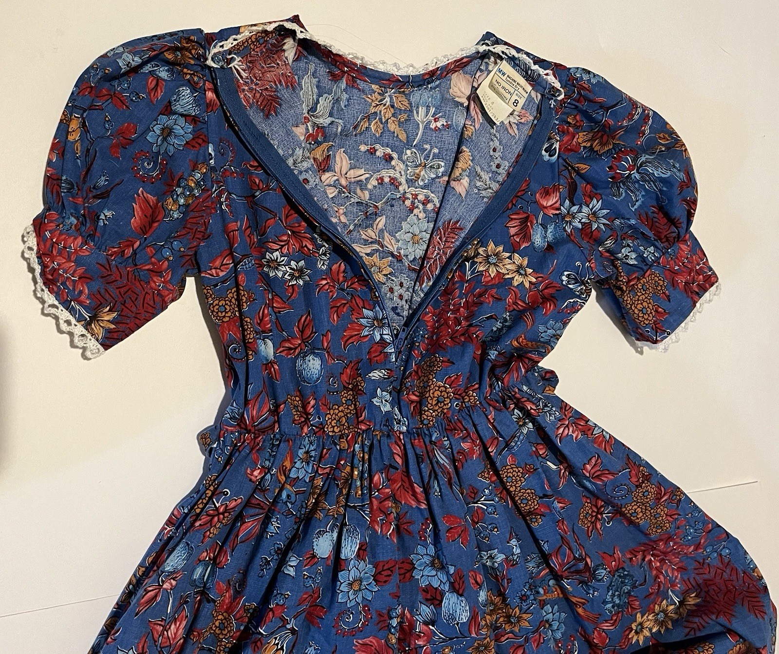 Vintage 1970s Prairie Cottagecore JCPenney Floral Print High Waist Dress Size 8