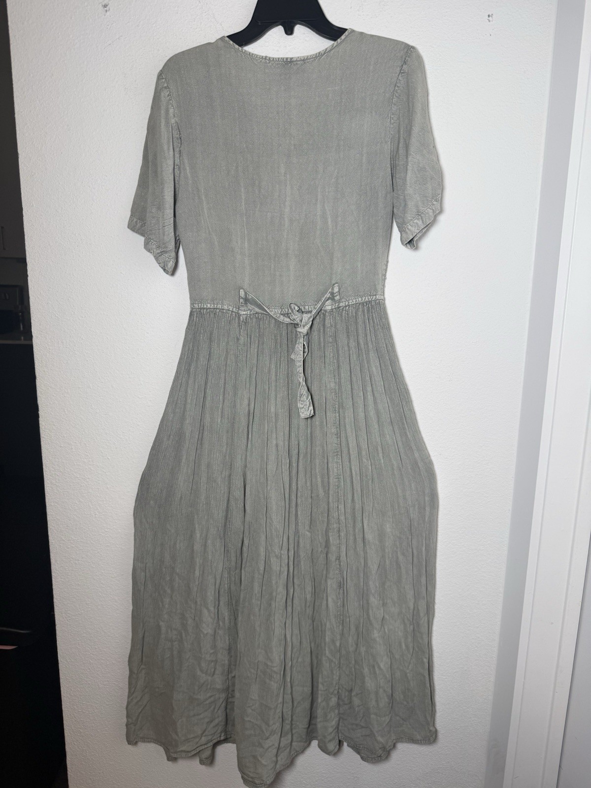 Vtg 90s Maxi Dress, Whismigoth, Grunge, Boho, Earthy Gray,Tie back, Select, Sz S