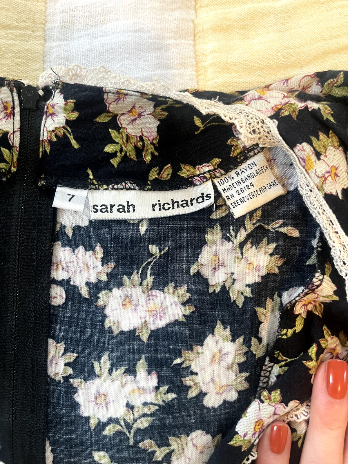 Doen Style Vintage Sarah Richards Rayon Black Floral Maxi Dress (tagged Sz 7)