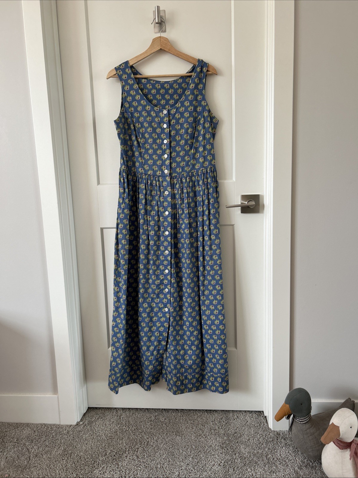 Laura Ashley Cottagecore Blue Floral Maxi Dress Vintage Sz 8 / M / UK 12