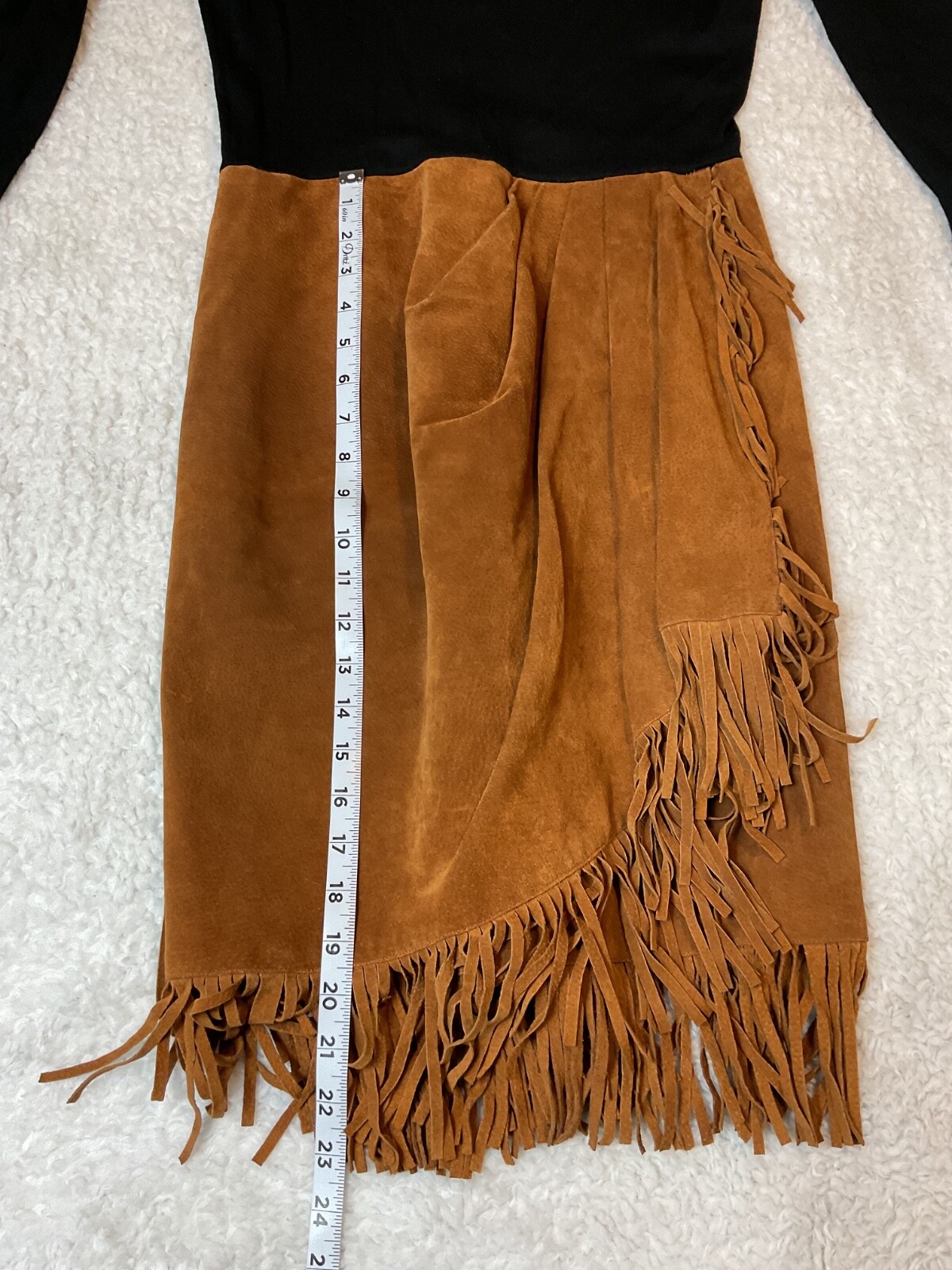 Vintage KENAR Wool and Suede Leather Dress Fringed Western Cowgirl