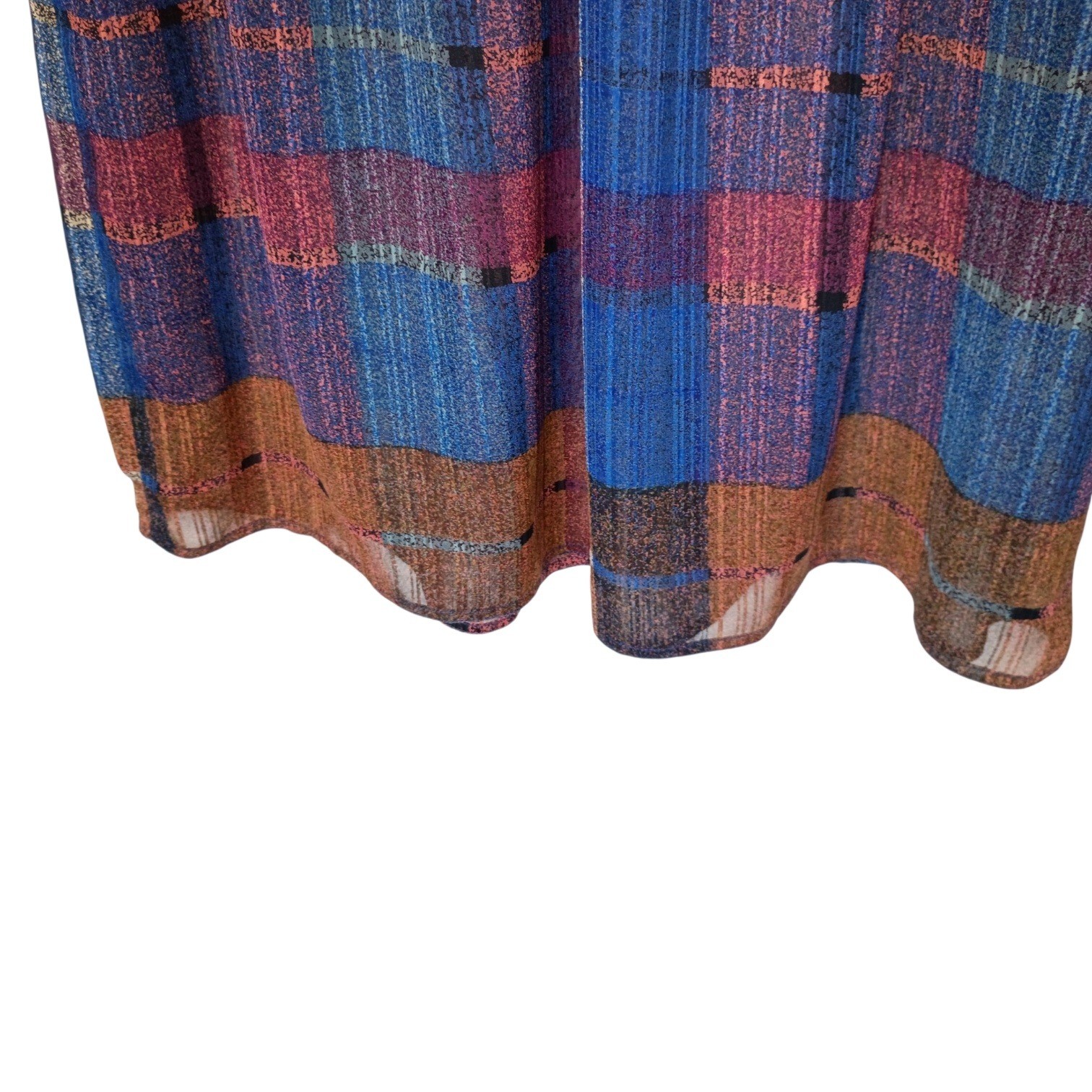Gloria Vanderbilt Vintage 80s Metallic Plaid Peplum Top and Skirt Set Blue 14