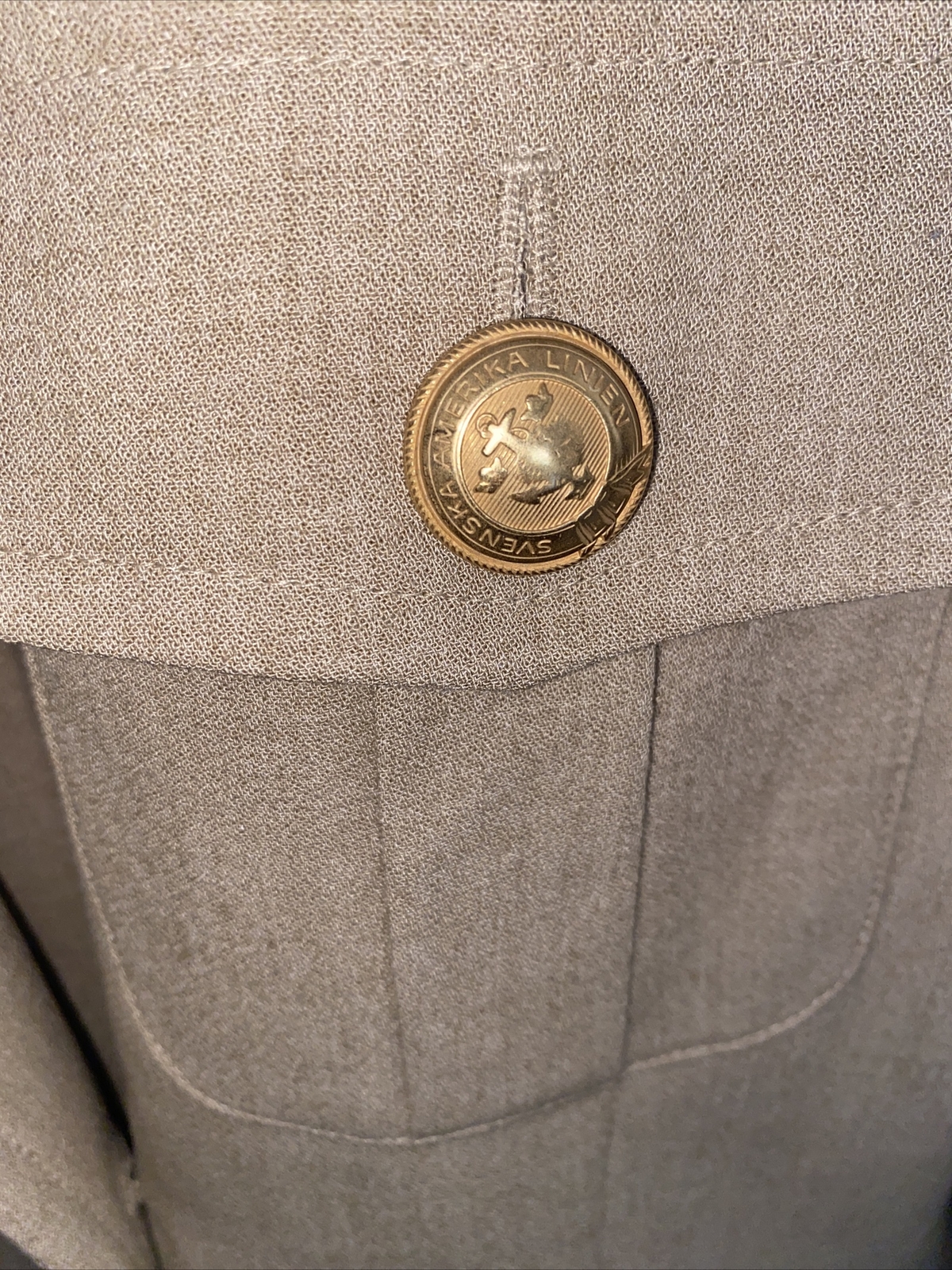 Mondi Vtg Beige Blazer Suit Jacket Military Safari Uniform Womens EU40 US8 Wool