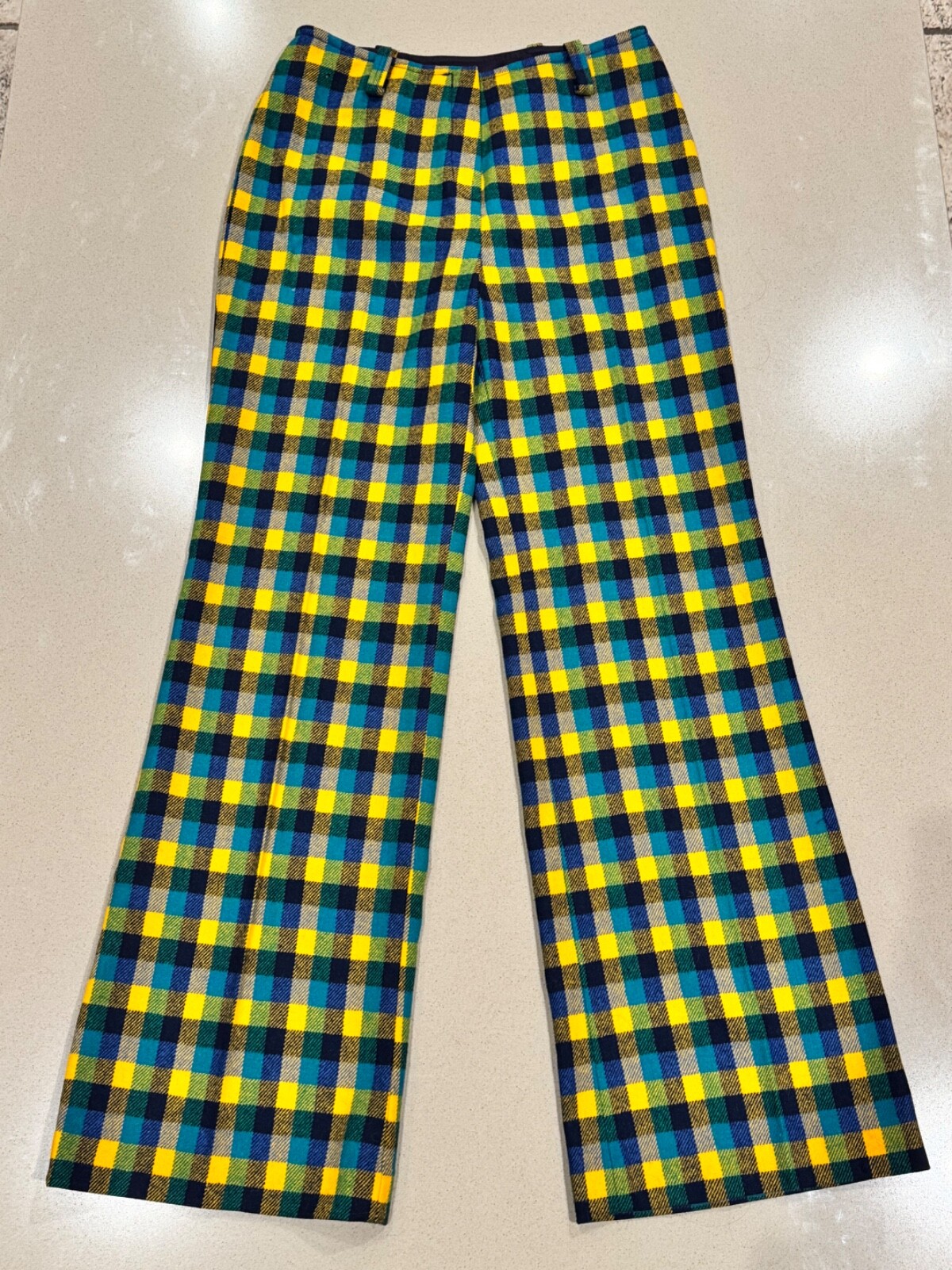 Vintage 1970s John Meyer Colorful Checkered Wool Trouser Pants Women’s Small