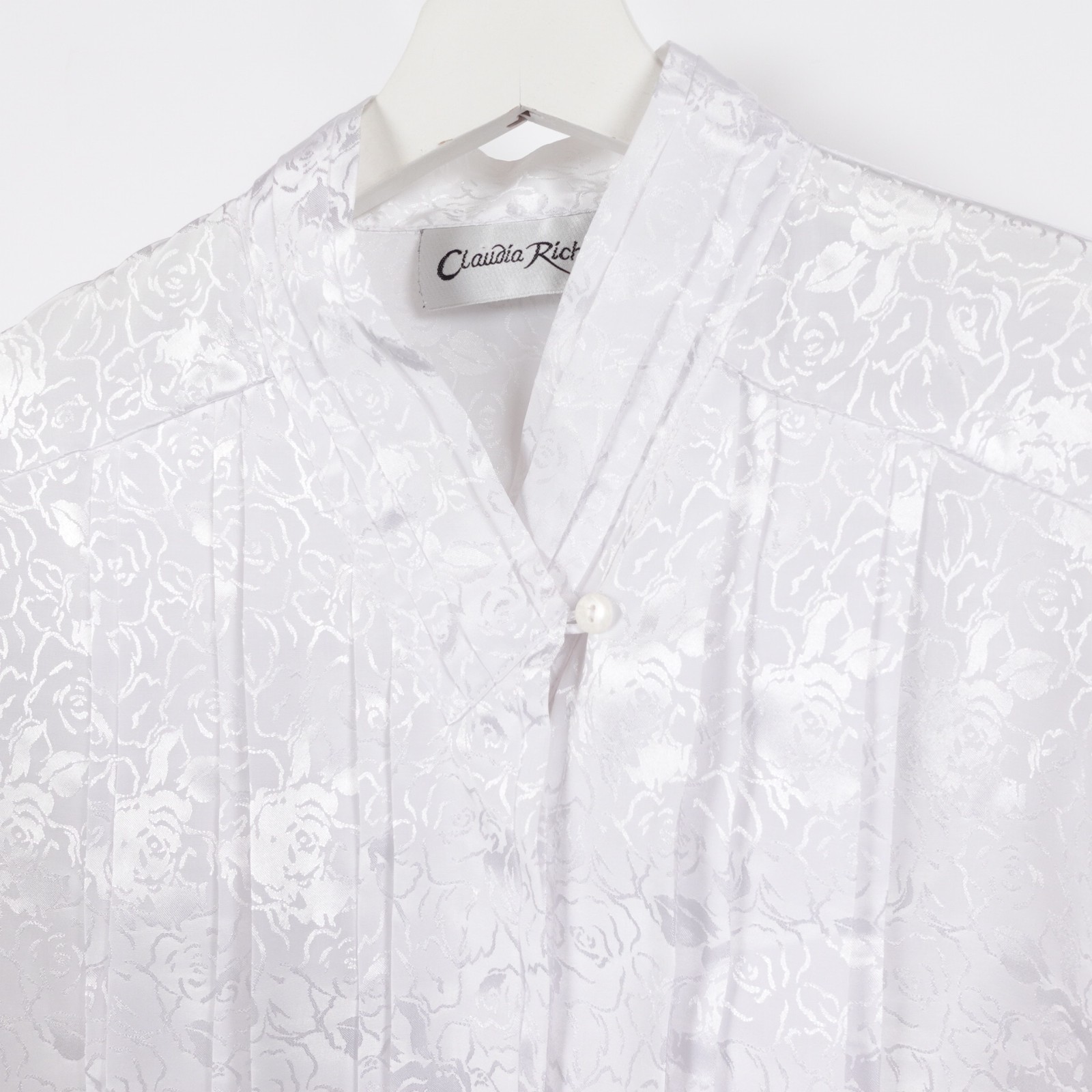 Vintage 90s Claudia Richard Pleated Floral Long Sleeve Shirt Blouse 14 Large