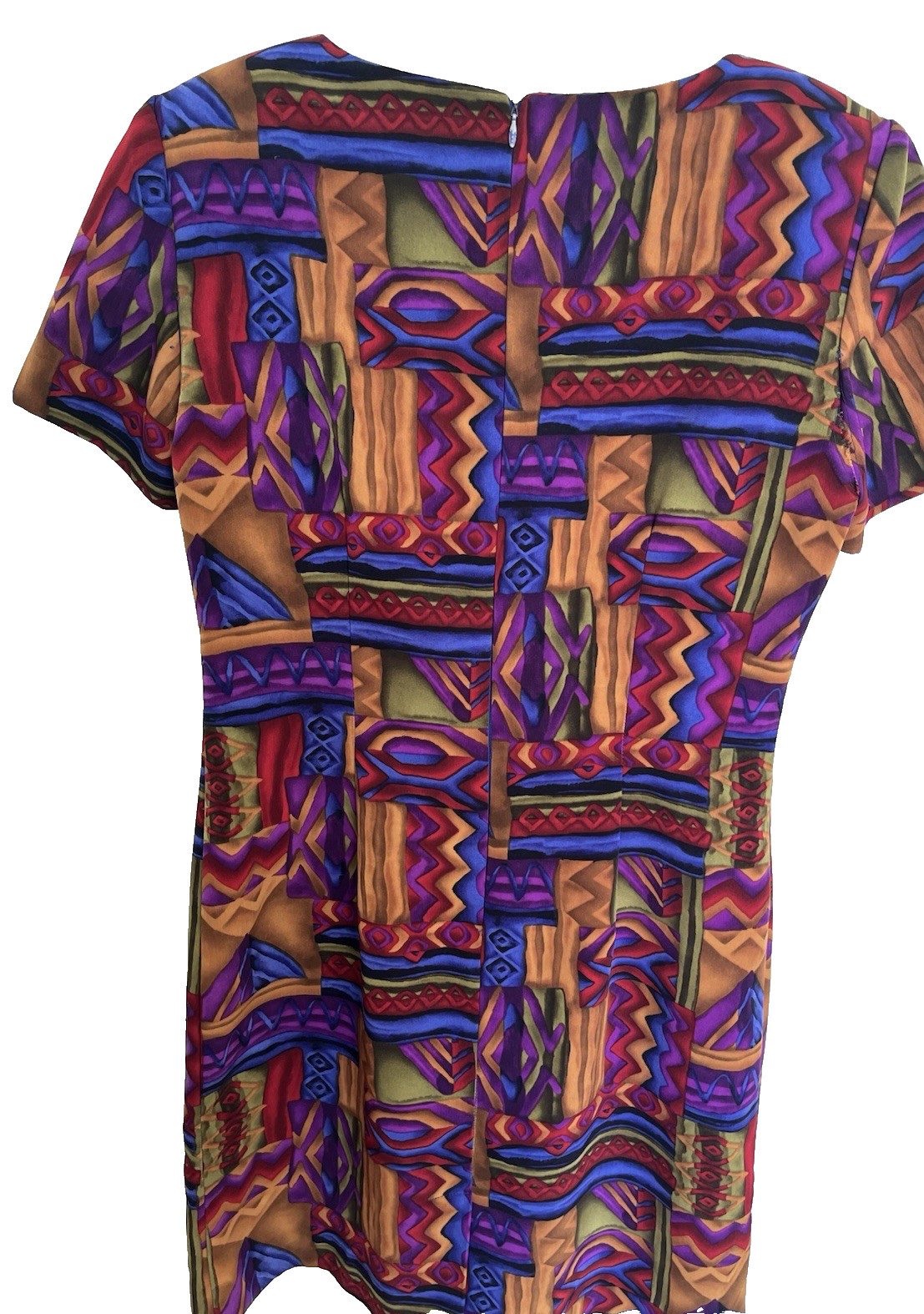 Vtg John Roberts Career Dress Abstract Shift Dress Women 10 Art to Wear Business