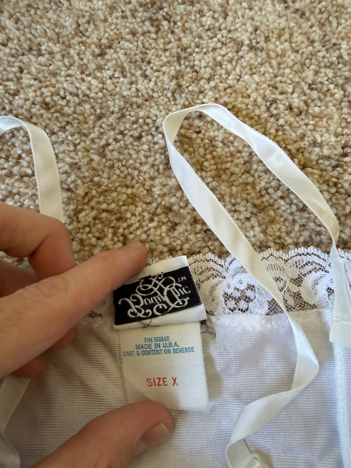 Vintage Body Chic White Fairy Coquette Lace Cami Tank Top Lingerie Size X Cute