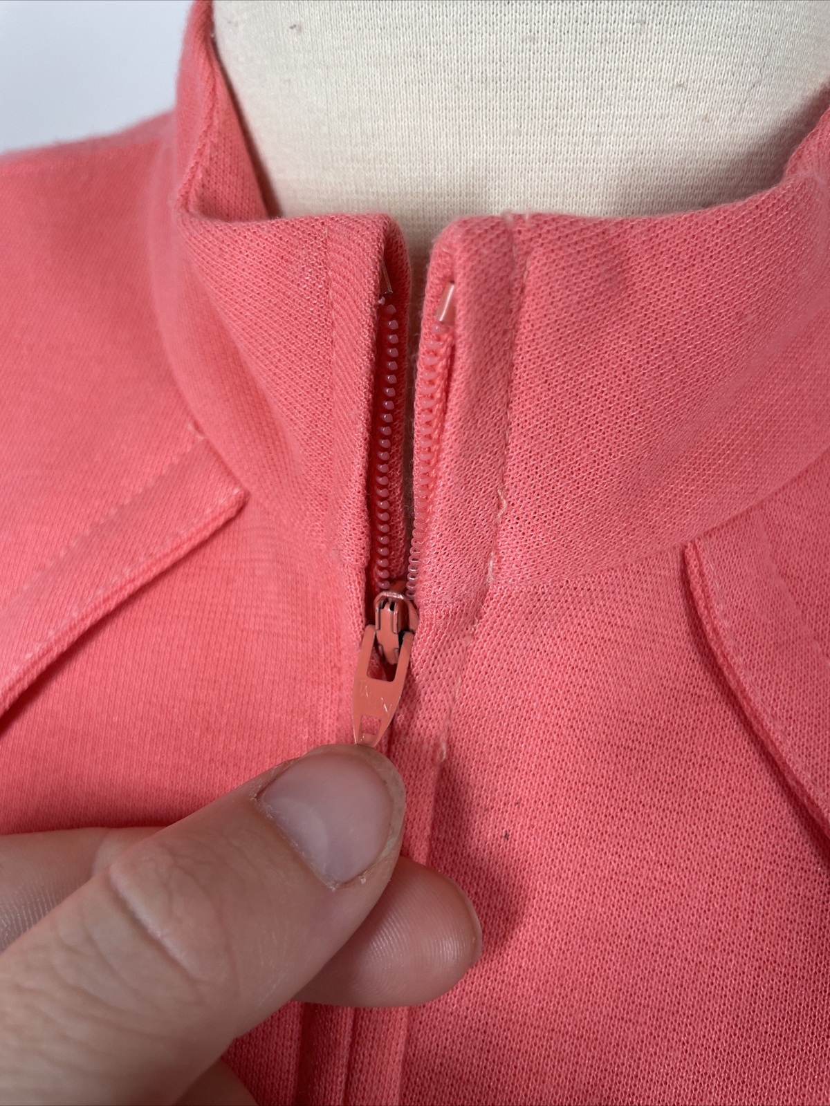 Vtg 60s Schrader Sport M/L 42″ Chest Coral Pink Orange Knit Dress