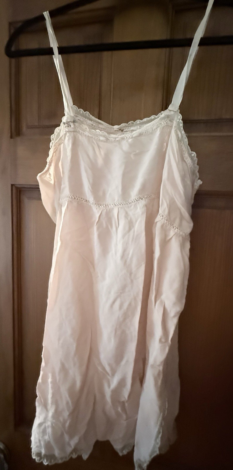 1920’s Pink Silk Teddy Step-in Antique Vintage lingerie Rosette & Net Lace Trim
