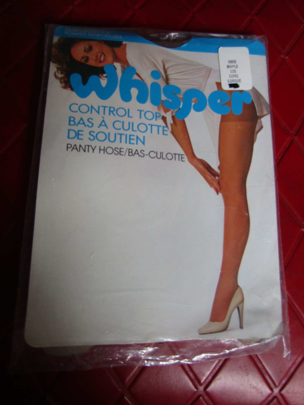 WHISPER Vintage MAPLE Nylon PANTYHOSE – Size LONG – 120 to 135 lbs- 1980’s