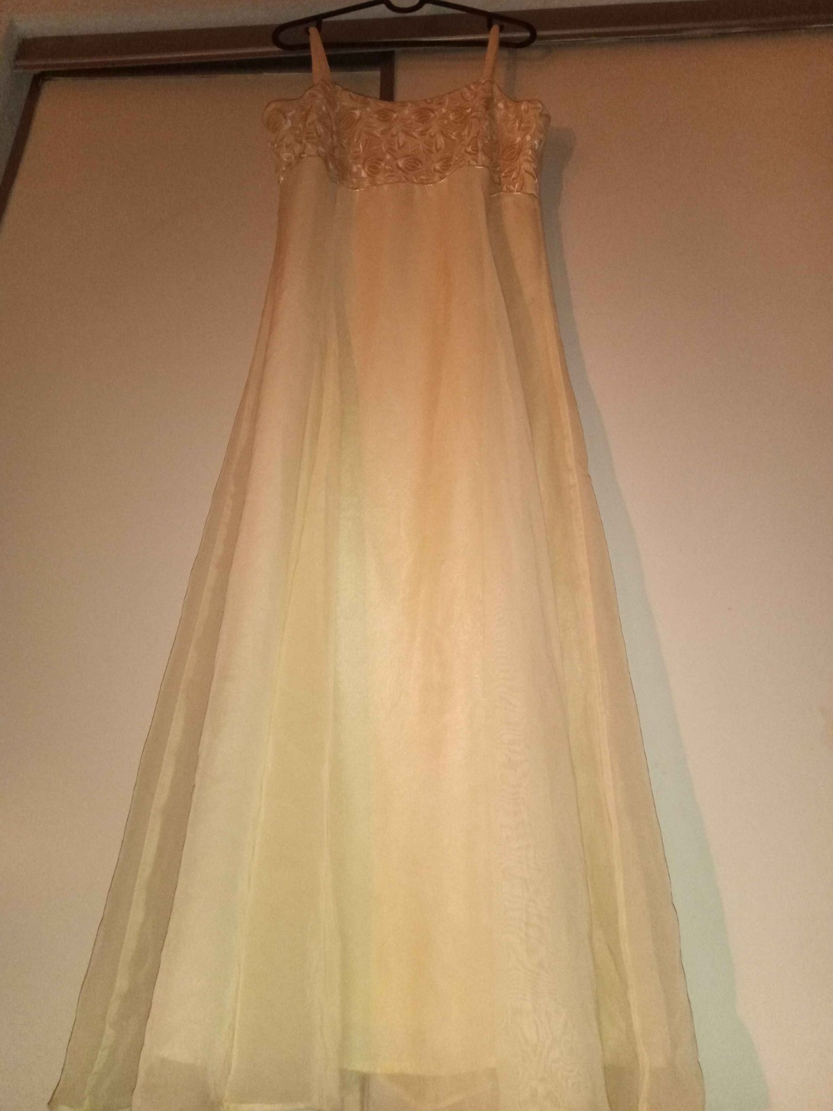 Vintage Dress: 90s Embroidered Lace Dress in Beige – Size Large