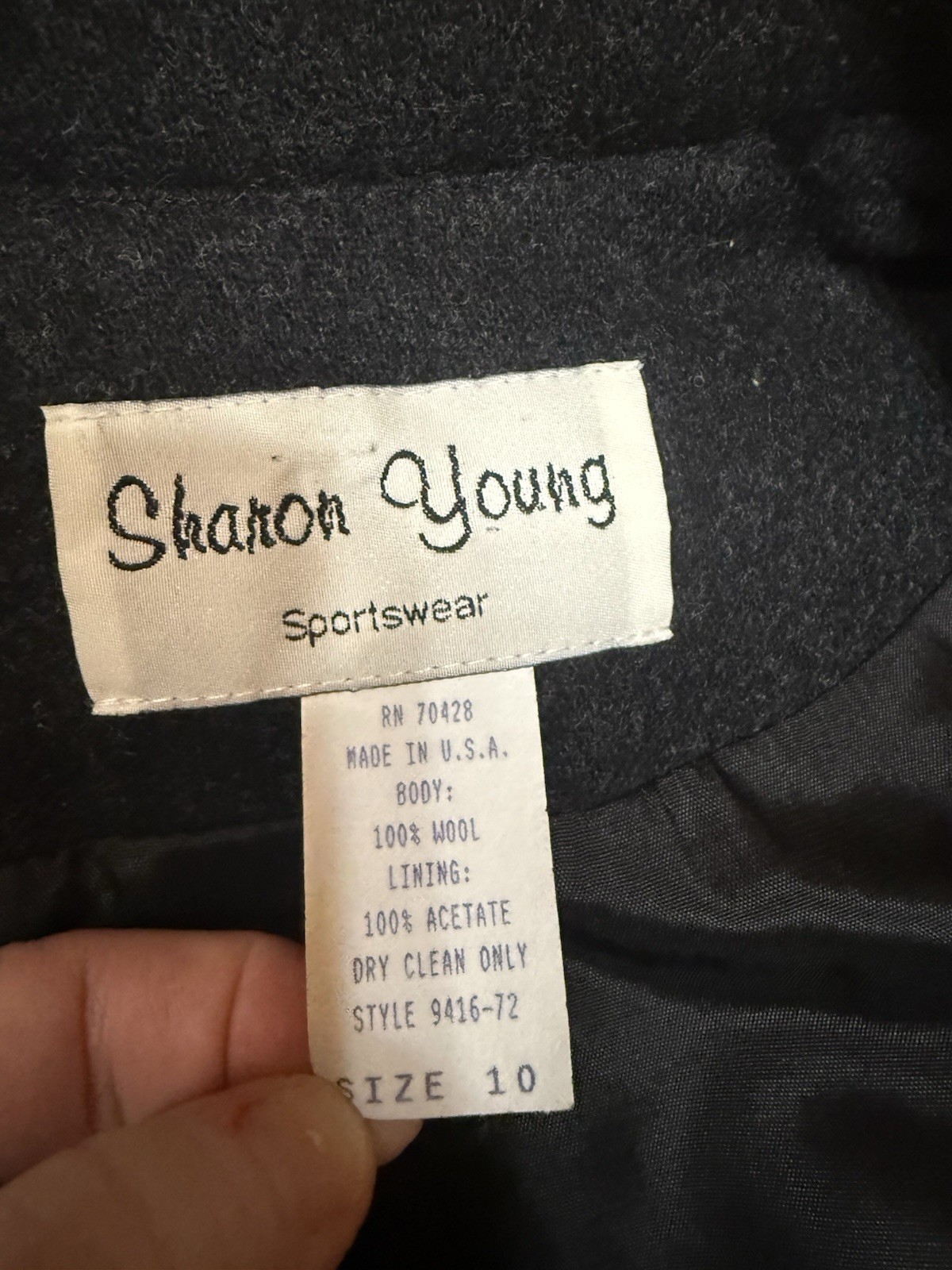 VTG Sharon Young 100% Wool Sz 10 Pant Suit Military Double Breasted