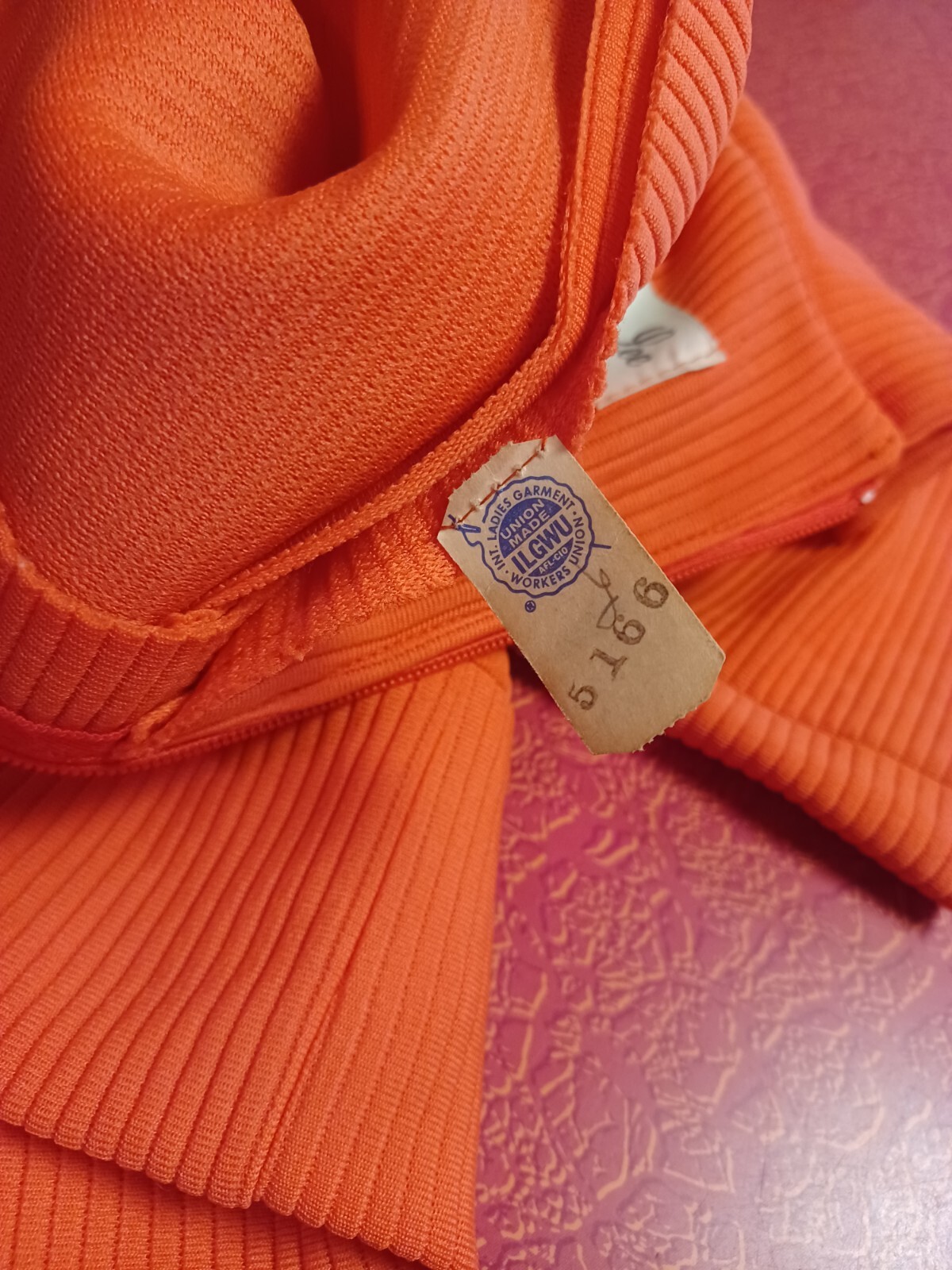 Vtg Mid-century 1960s Polyester Skirt Set UNION LABEL Orange Henry Lee MOD MCM