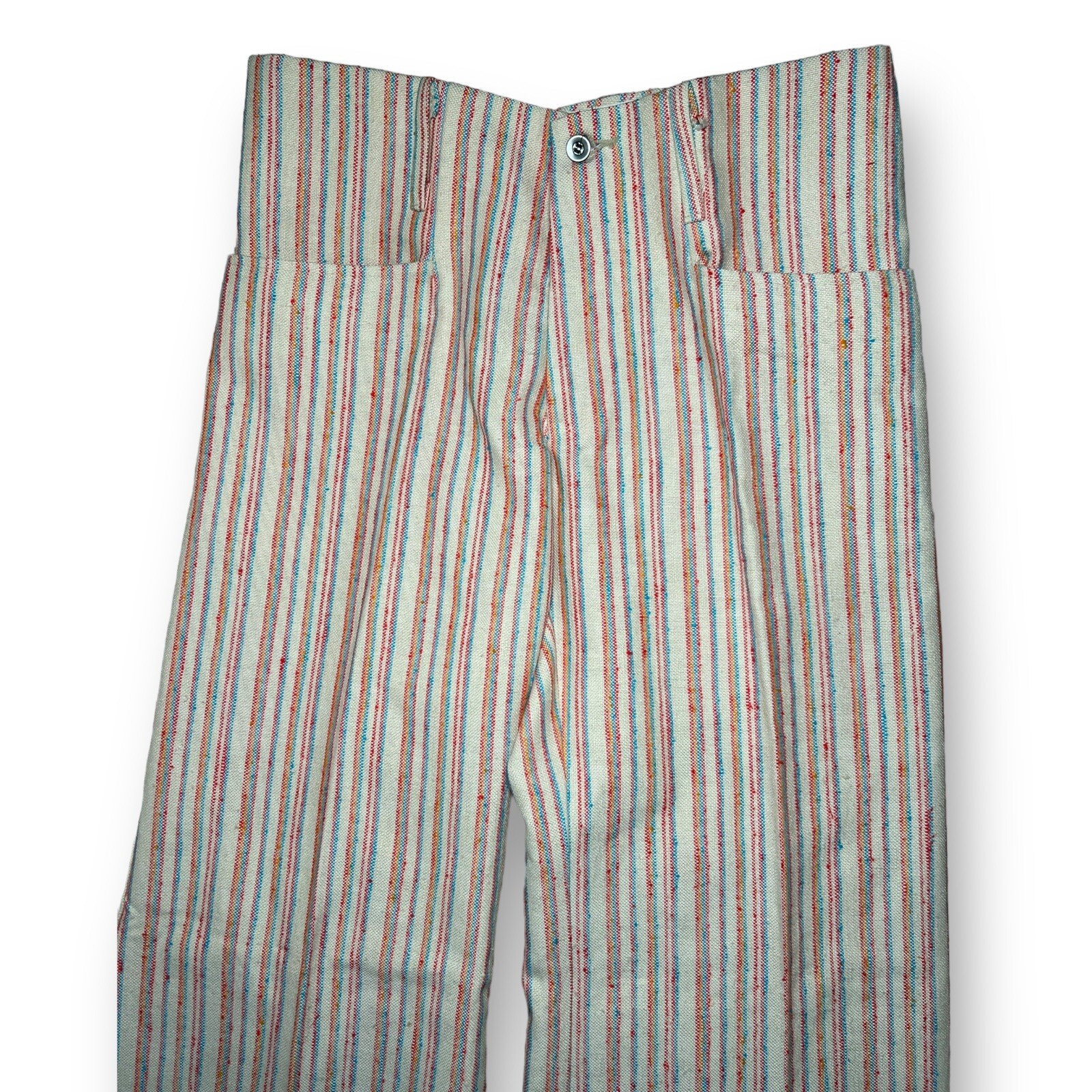 Deadstock Vtg 1970s UFO Vertical Stripe Bell Bottoms Flares Nappy Pants 28×30