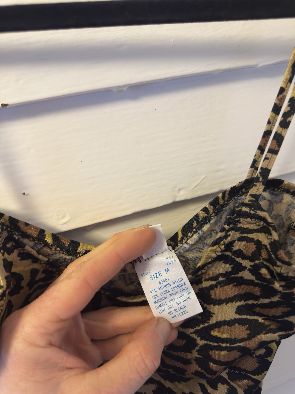 vintage 1980’s 90s Fredrick’s of Hollywood Hi Cut Leopard Swim Thong