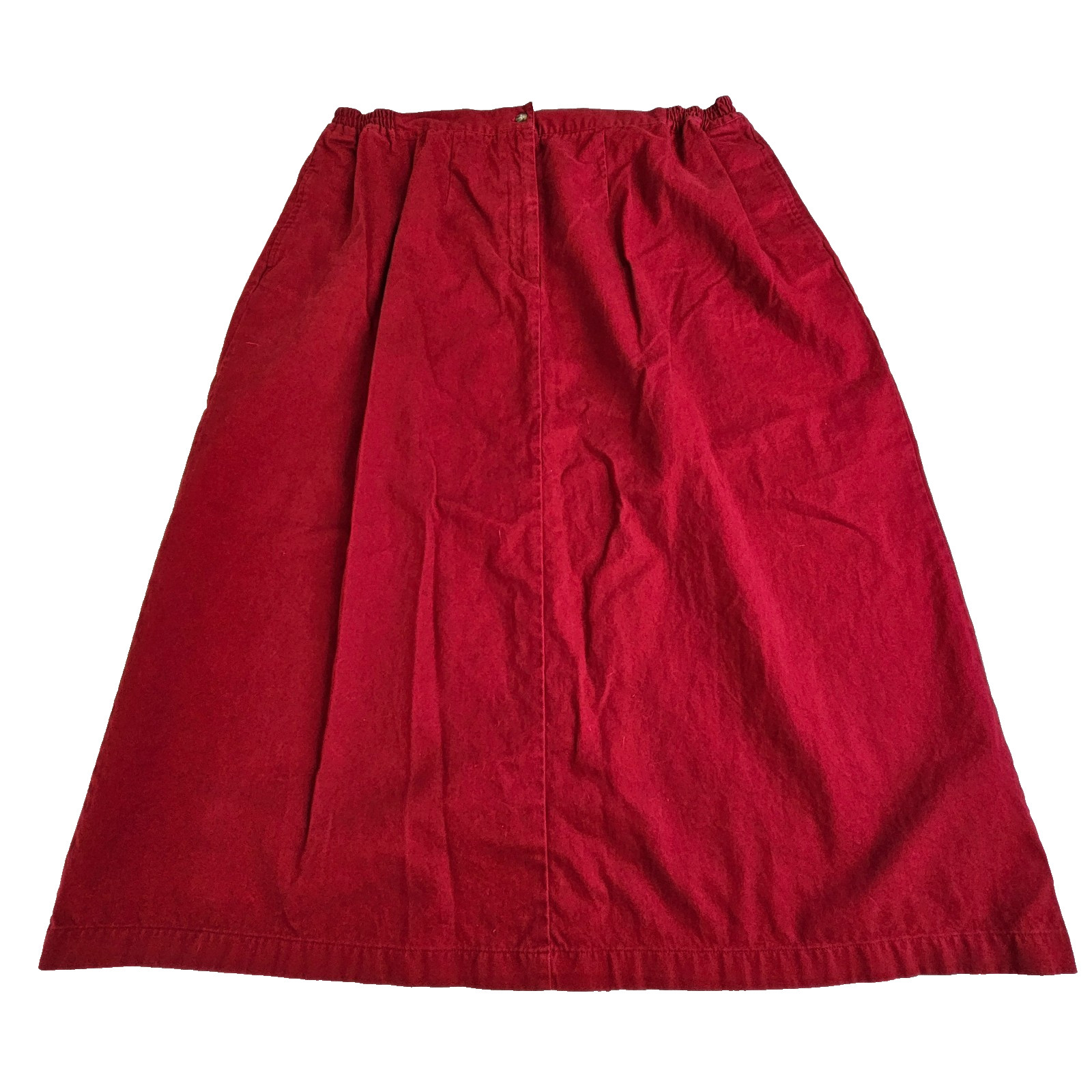 Bobbie Brooks Y2K Maxi Skirt Womens 26W Burgundy Pockets Front Zip Side Elastic