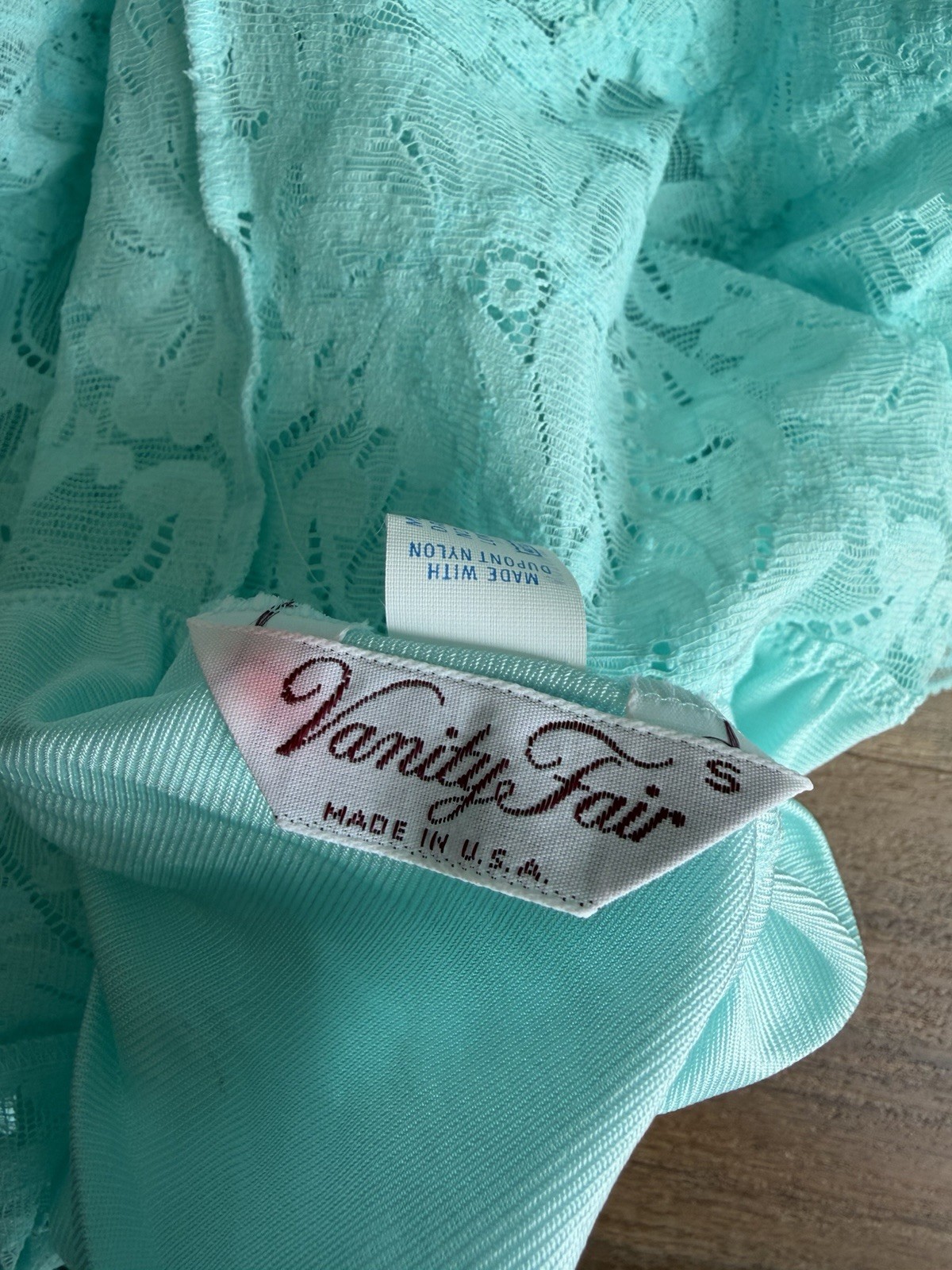 Vtg Vanity Fair Nightgown NWT Azure Mist Blue Lace Bodice Antron III Nylon S/M