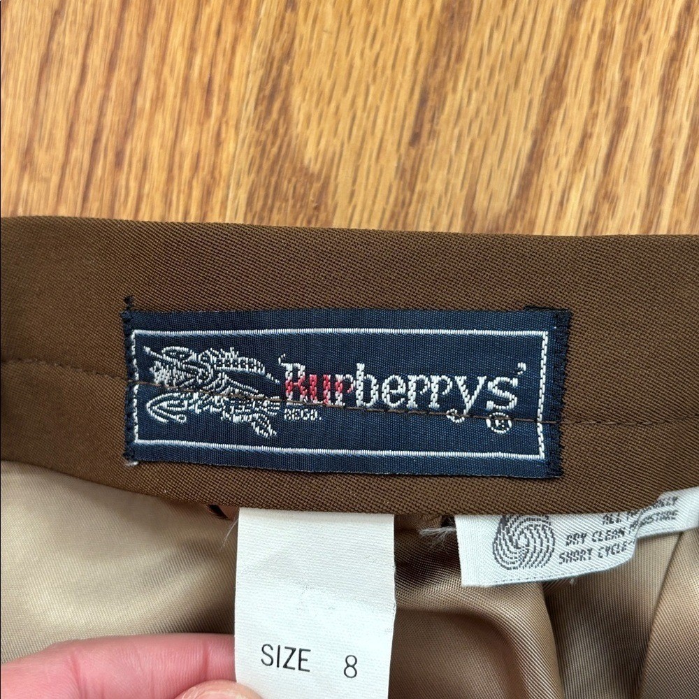 Vintage Burberrys Brown Wool A-Line Pencil Skirt Womens Size 8 Made in England