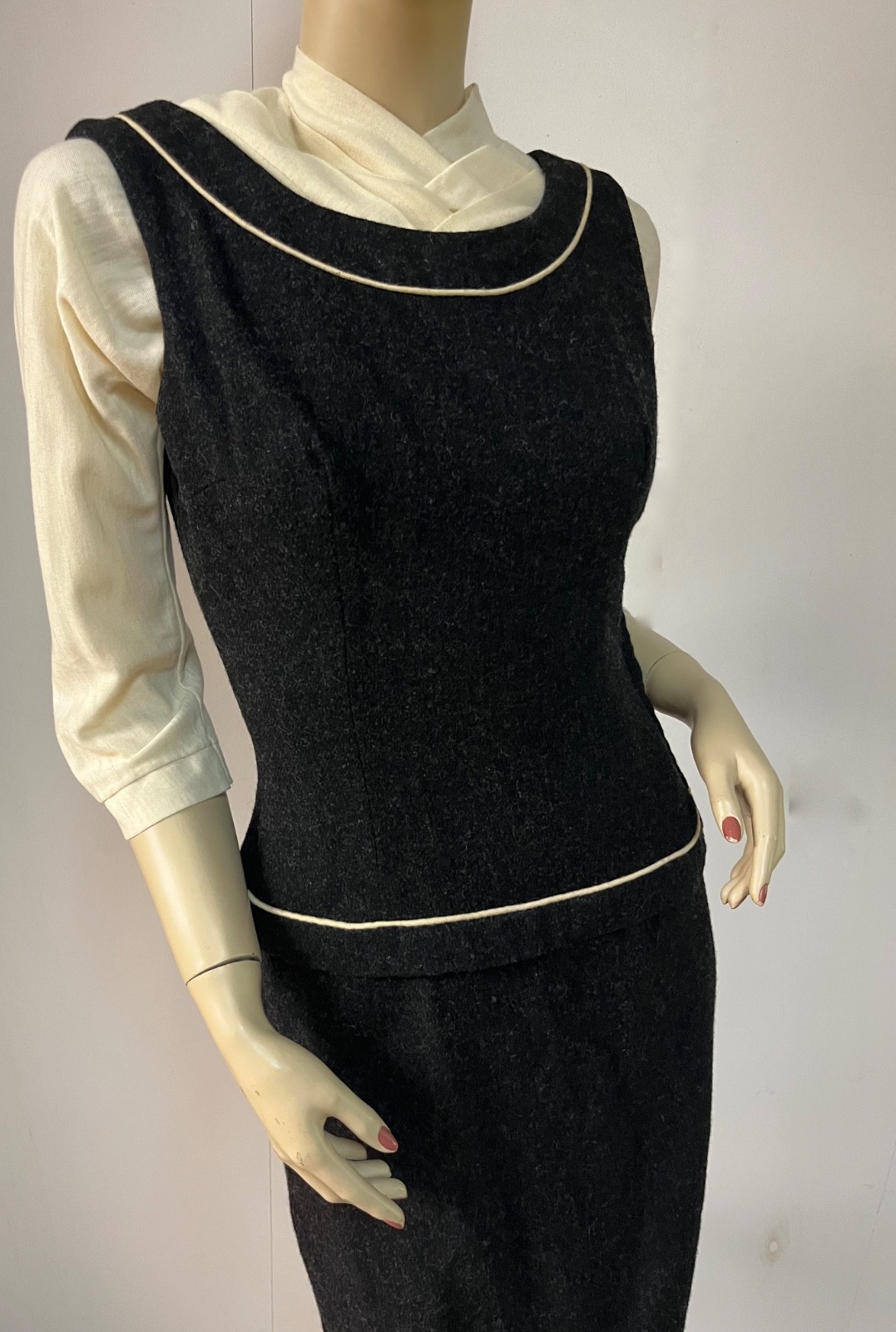 Vintage 1940s 1950s 2 PC David/Carole King Wool/Acrilan Dress Ensemble Bust 34