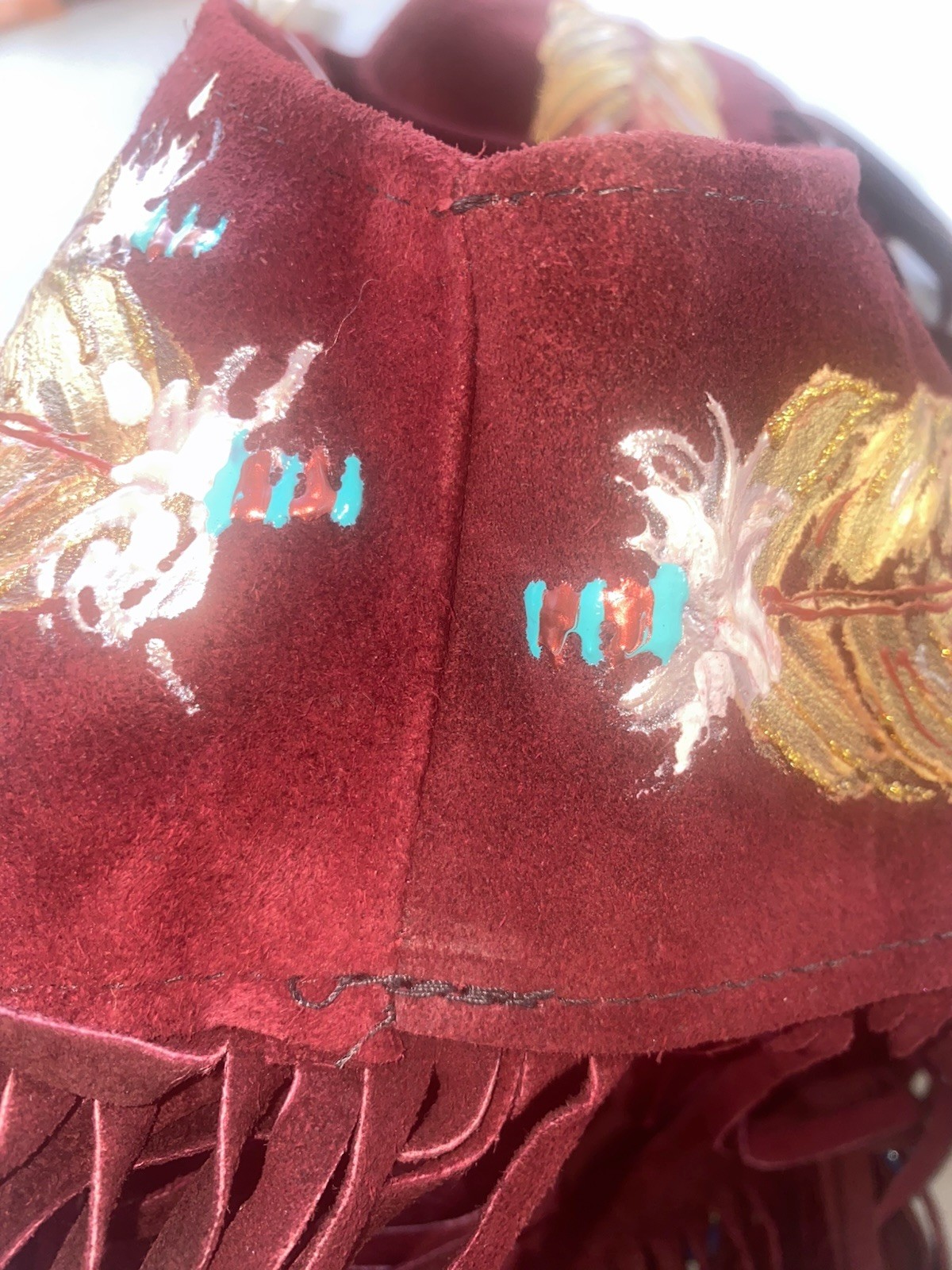 Native American Suede Leather Halter Crop Top Fringe Coachella – Vintage