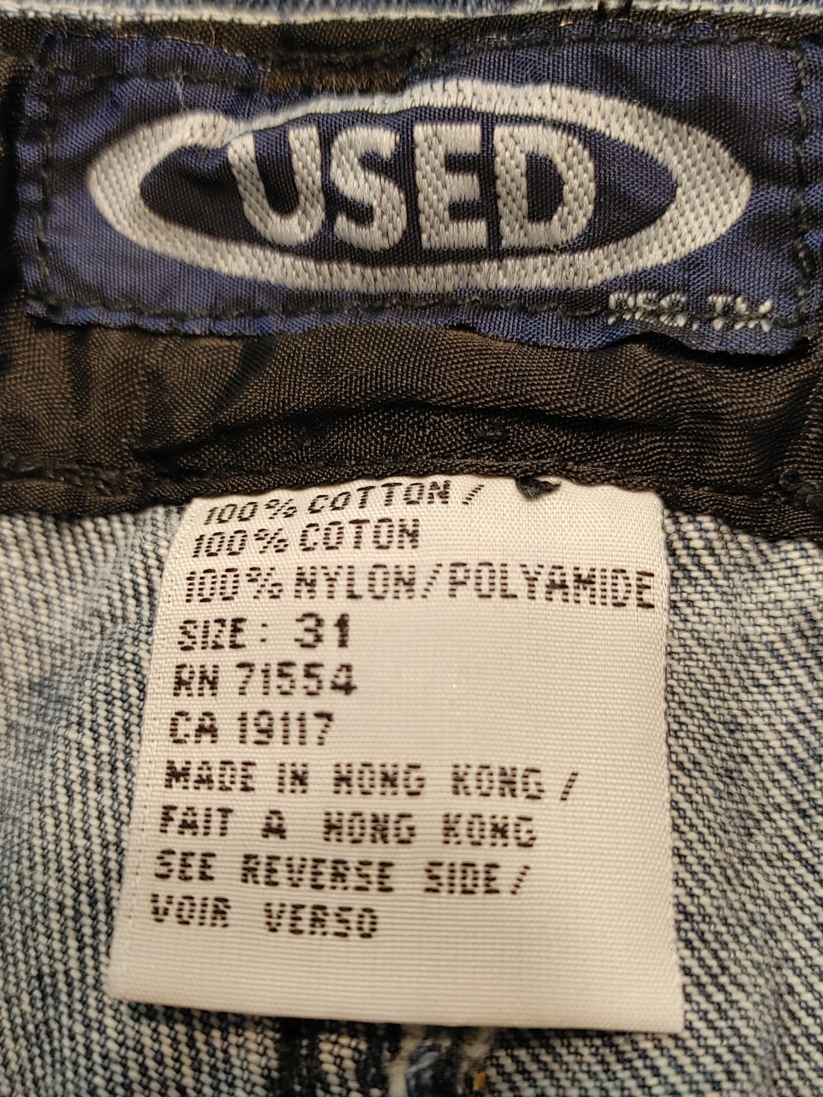 VTG. „GET USED” Denim Classic Jeans Size 12 Studded 1980’s Hip Hop 31″W X 31″L