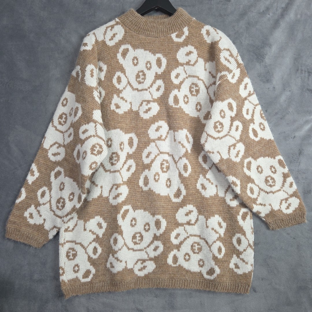 VTG Needles & Yarn Teddy Bear Sweater Womens S Fluffy Knit High Neck Cozy