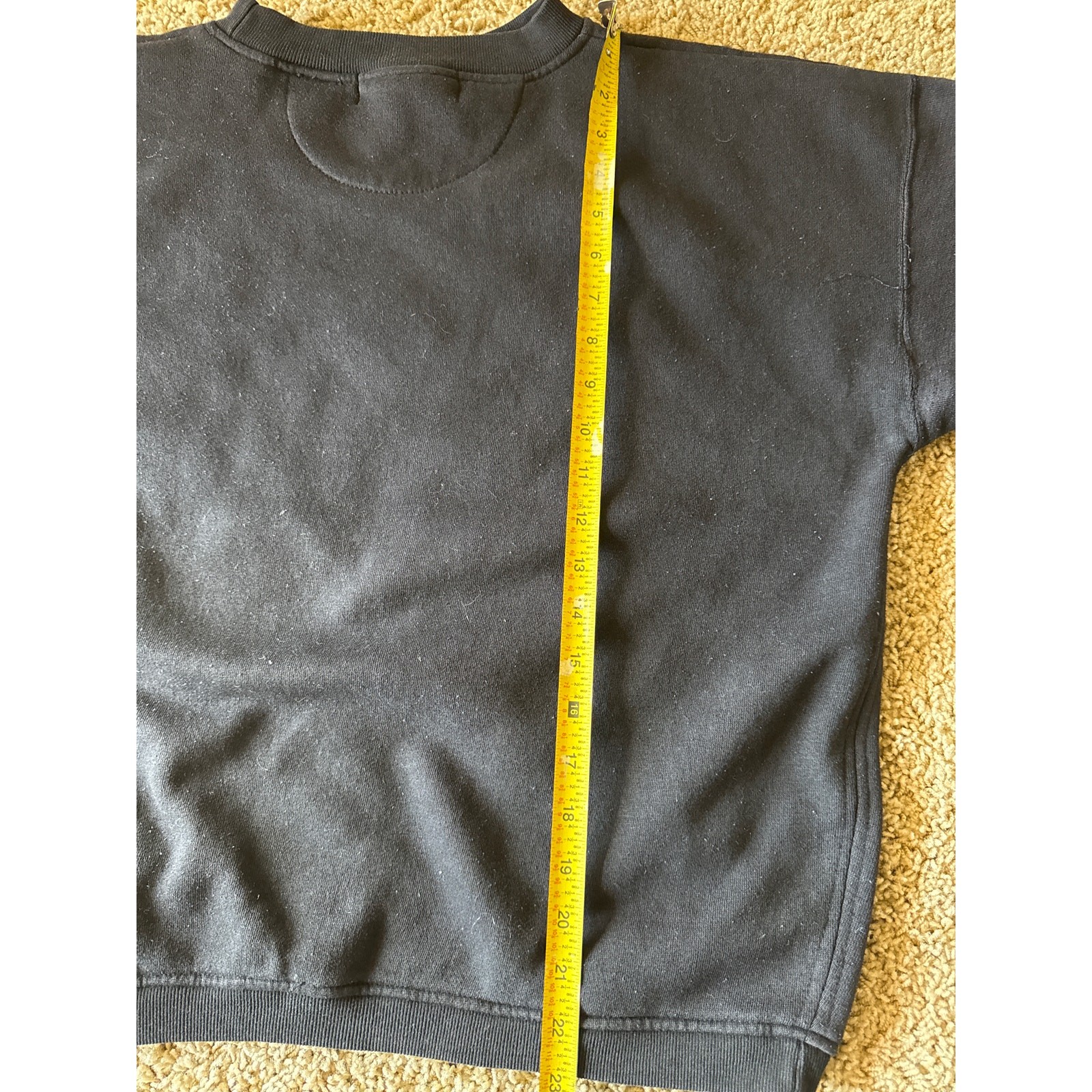 Vintage Paris Sport Club Ladies M Black Cropped 3/4 Sleeve Crewneck Sweatshirt